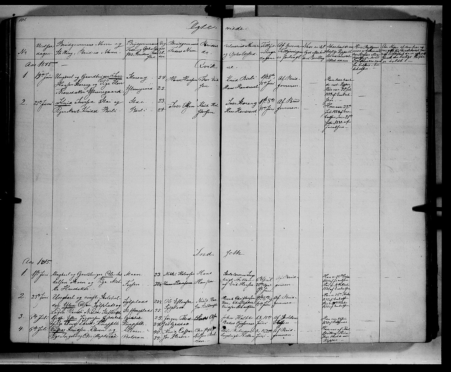 Kvikne prestekontor, SAH/PREST-064/H/Ha/Haa/L0005: Parish register (official) no. 5, 1841-1862, p. 101