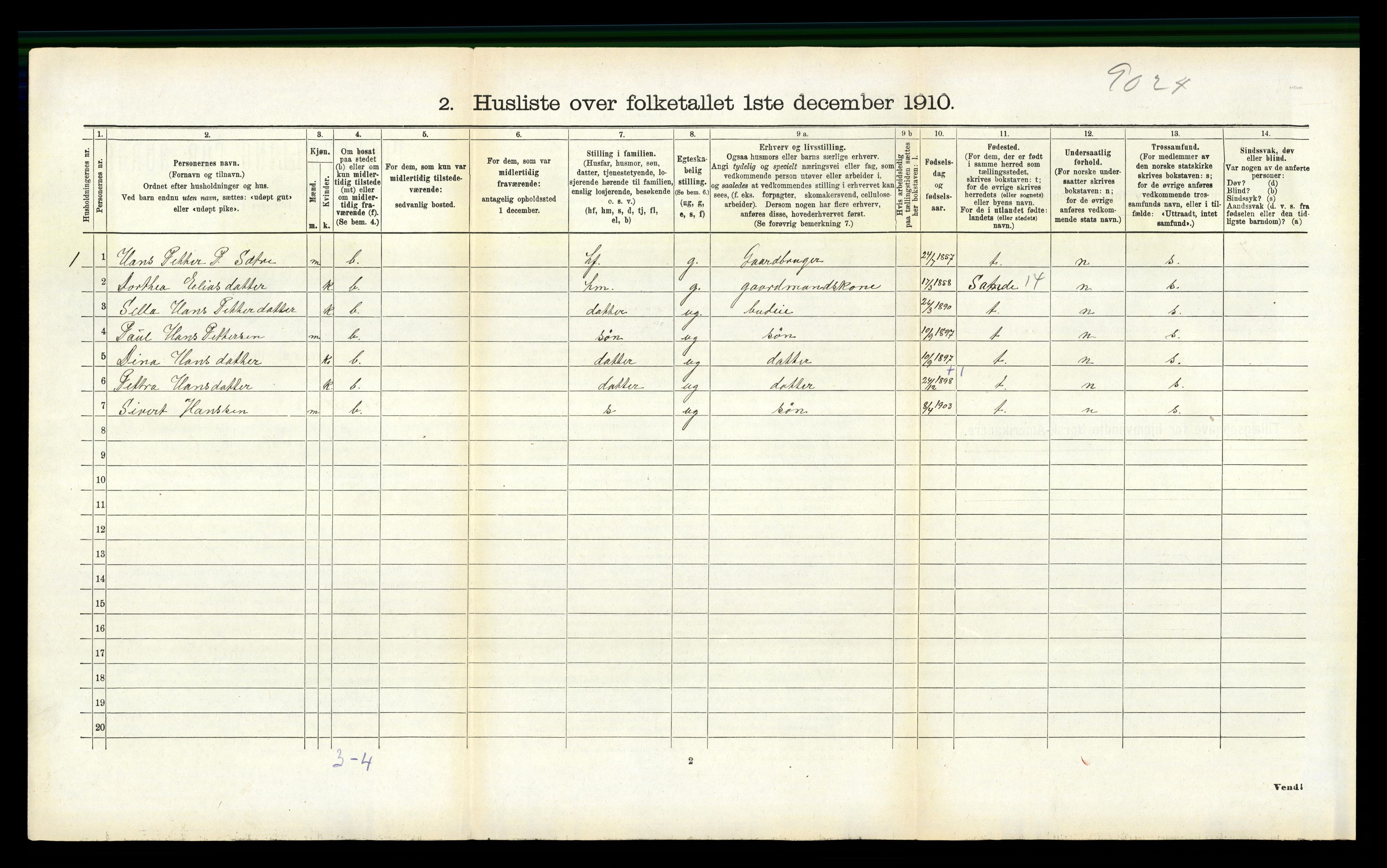 RA, 1910 census for Vanylven, 1910, p. 810