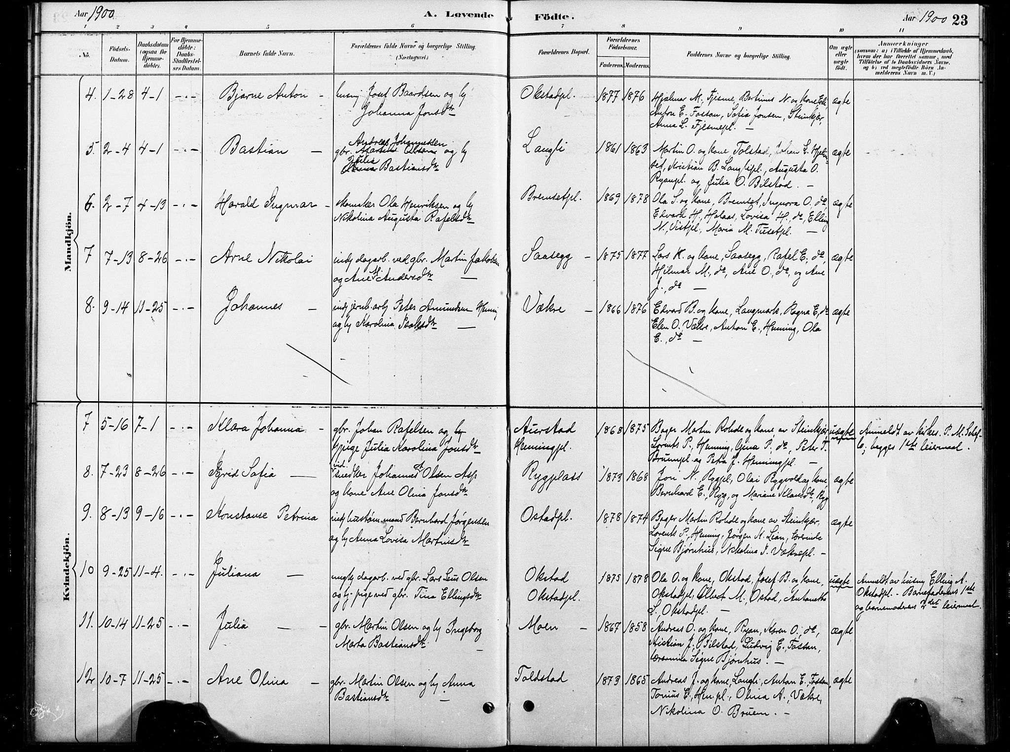 Ministerialprotokoller, klokkerbøker og fødselsregistre - Nord-Trøndelag, AV/SAT-A-1458/738/L0364: Parish register (official) no. 738A01, 1884-1902, p. 23