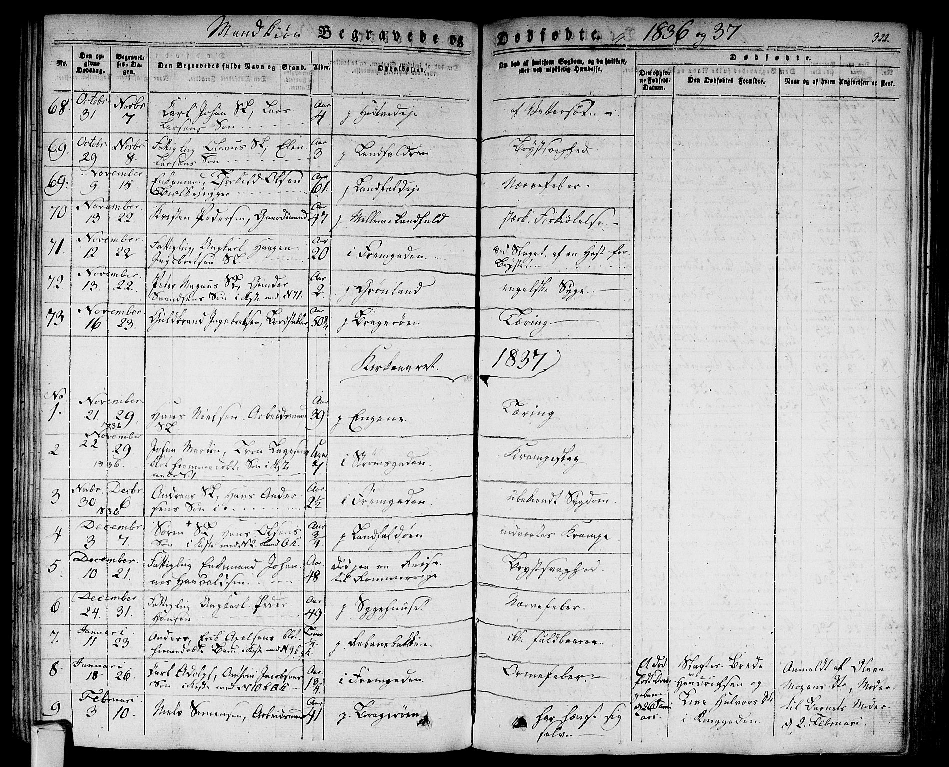 Bragernes kirkebøker, SAKO/A-6/F/Fb/L0001: Parish register (official) no. II 1, 1830-1847, p. 322