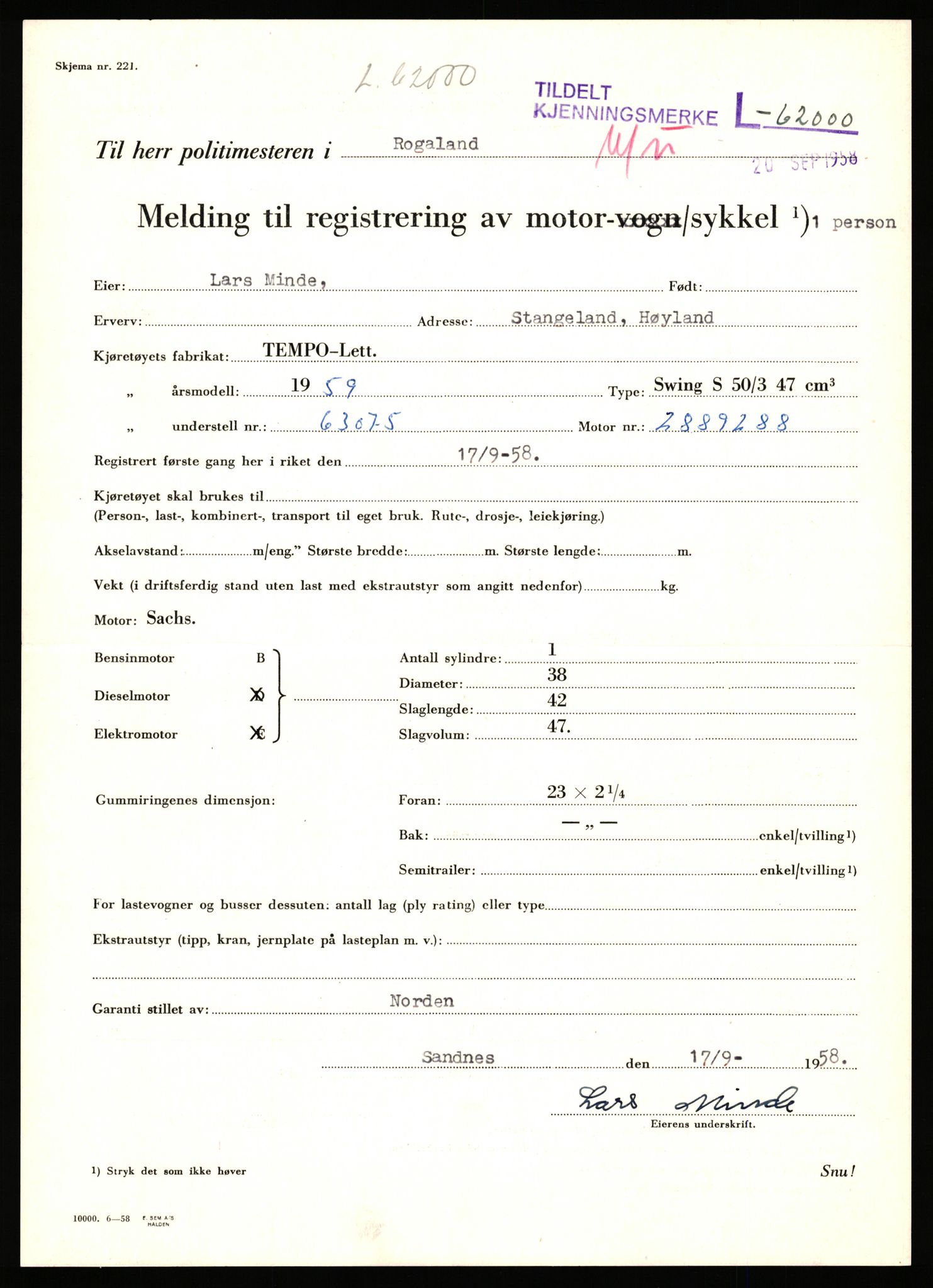 Stavanger trafikkstasjon, AV/SAST-A-101942/0/F/L0062: L-62000 - L-62699, 1930-1971, p. 1