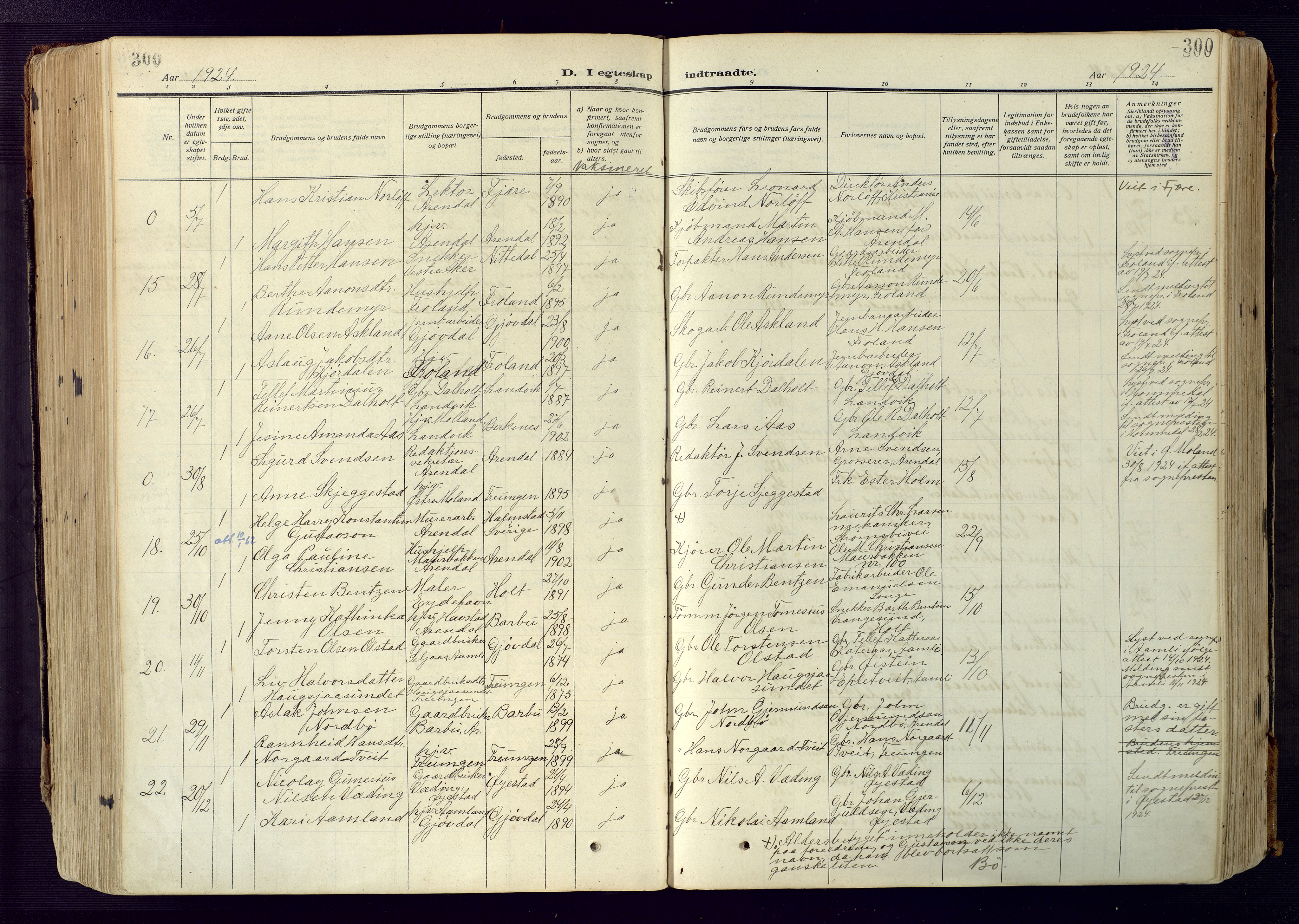 Barbu sokneprestkontor, AV/SAK-1111-0003/F/Fa/L0006: Parish register (official) no. A 6, 1910-1929, p. 300