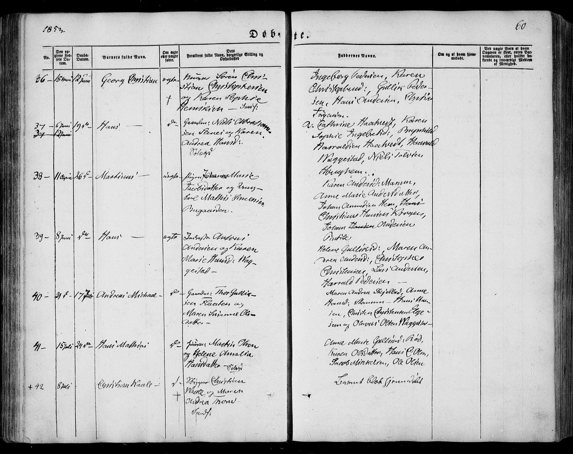 Sandar kirkebøker, SAKO/A-243/F/Fa/L0006: Parish register (official) no. 6, 1847-1860, p. 60