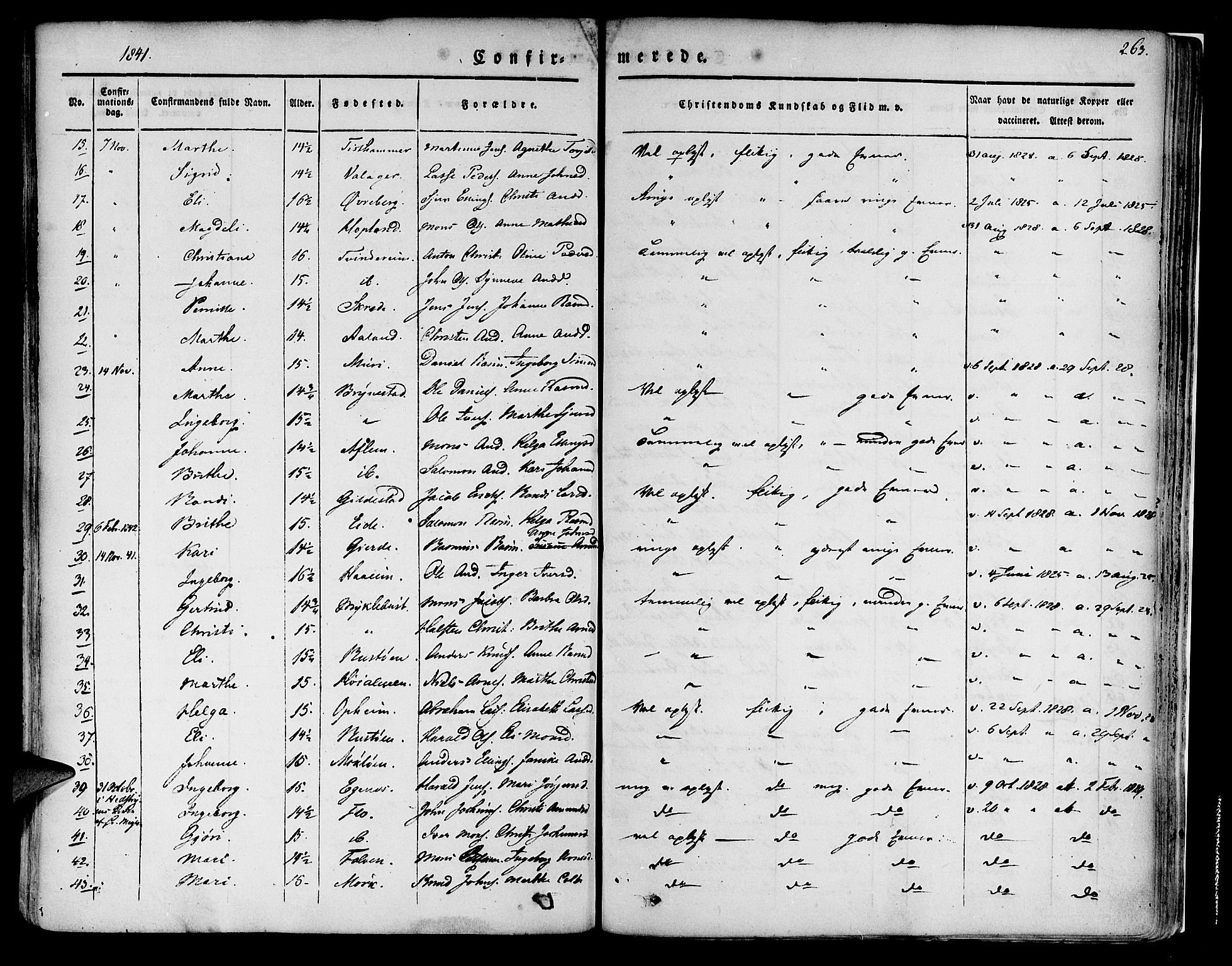 Innvik sokneprestembete, SAB/A-80501: Parish register (official) no. A 4I, 1831-1846, p. 263