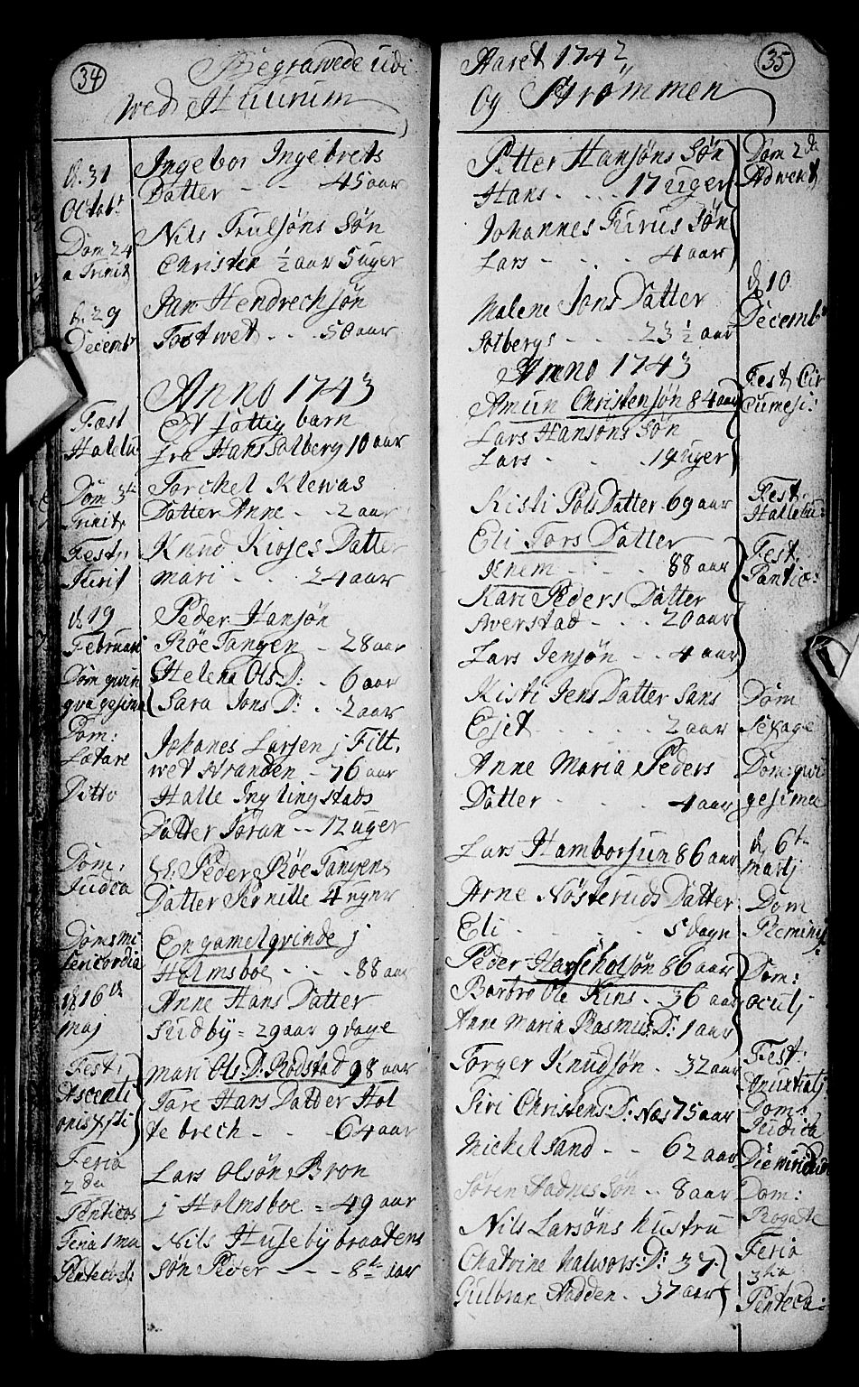 Hurum kirkebøker, SAKO/A-229/F/Fa/L0004: Parish register (official) no. 4, 1733-1757, p. 34-35