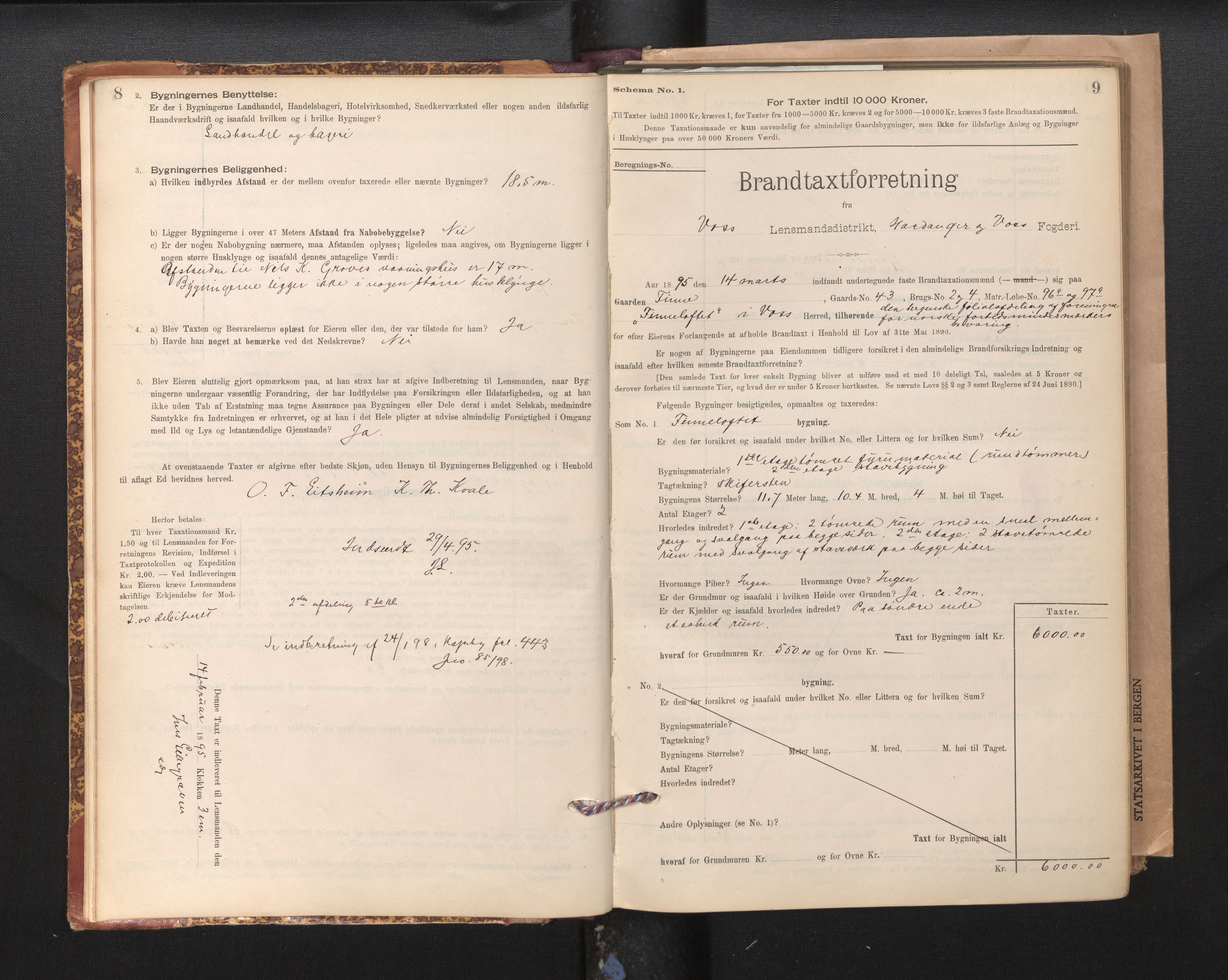Lensmannen i Voss, AV/SAB-A-35801/0012/L0008: Branntakstprotokoll, skjematakst, 1895-1945, p. 8-9
