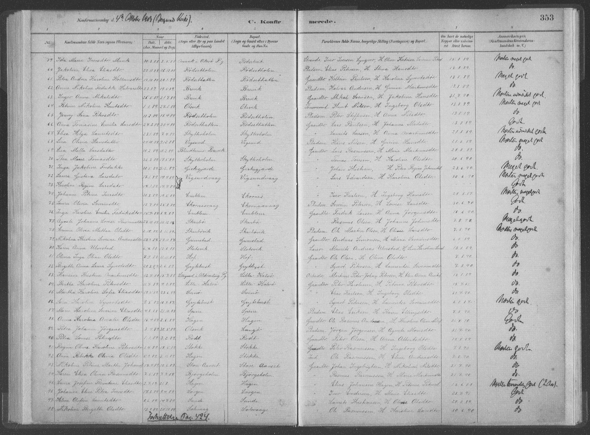 Ministerialprotokoller, klokkerbøker og fødselsregistre - Møre og Romsdal, SAT/A-1454/528/L0402: Parish register (official) no. 528A12II, 1880-1903, p. 353