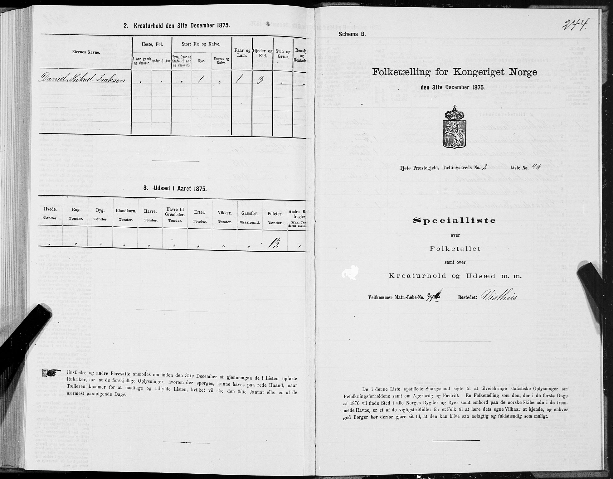 SAT, 1875 census for 1817P Tjøtta, 1875, p. 1244