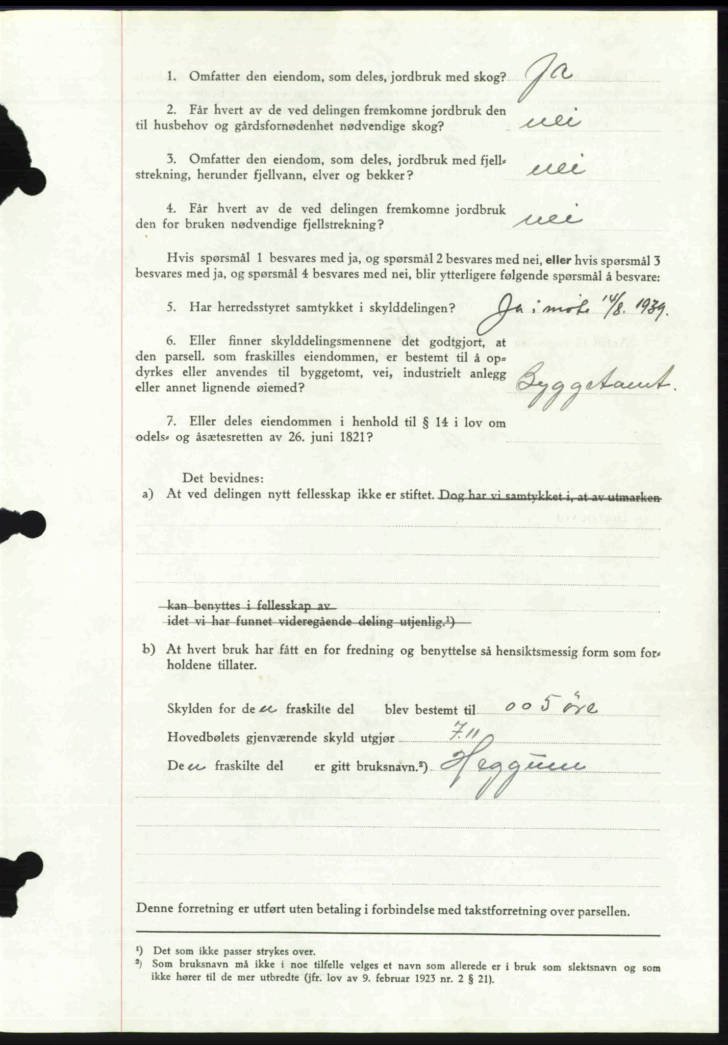 Toten tingrett, SAH/TING-006/H/Hb/Hbc/L0006: Mortgage book no. Hbc-06, 1939-1939, Diary no: : 2244/1939