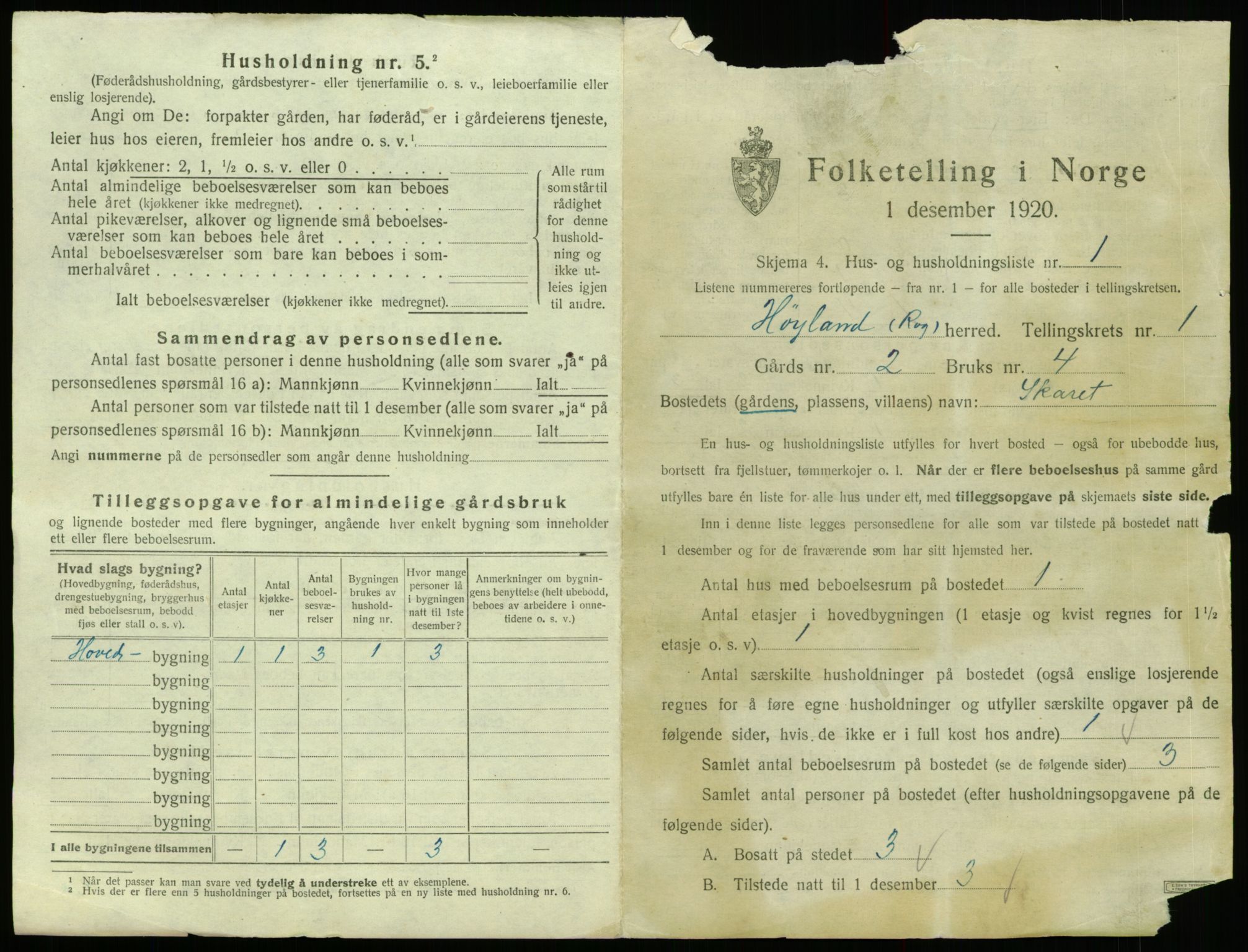 SAST, 1920 census for Høyland, 1920, p. 76