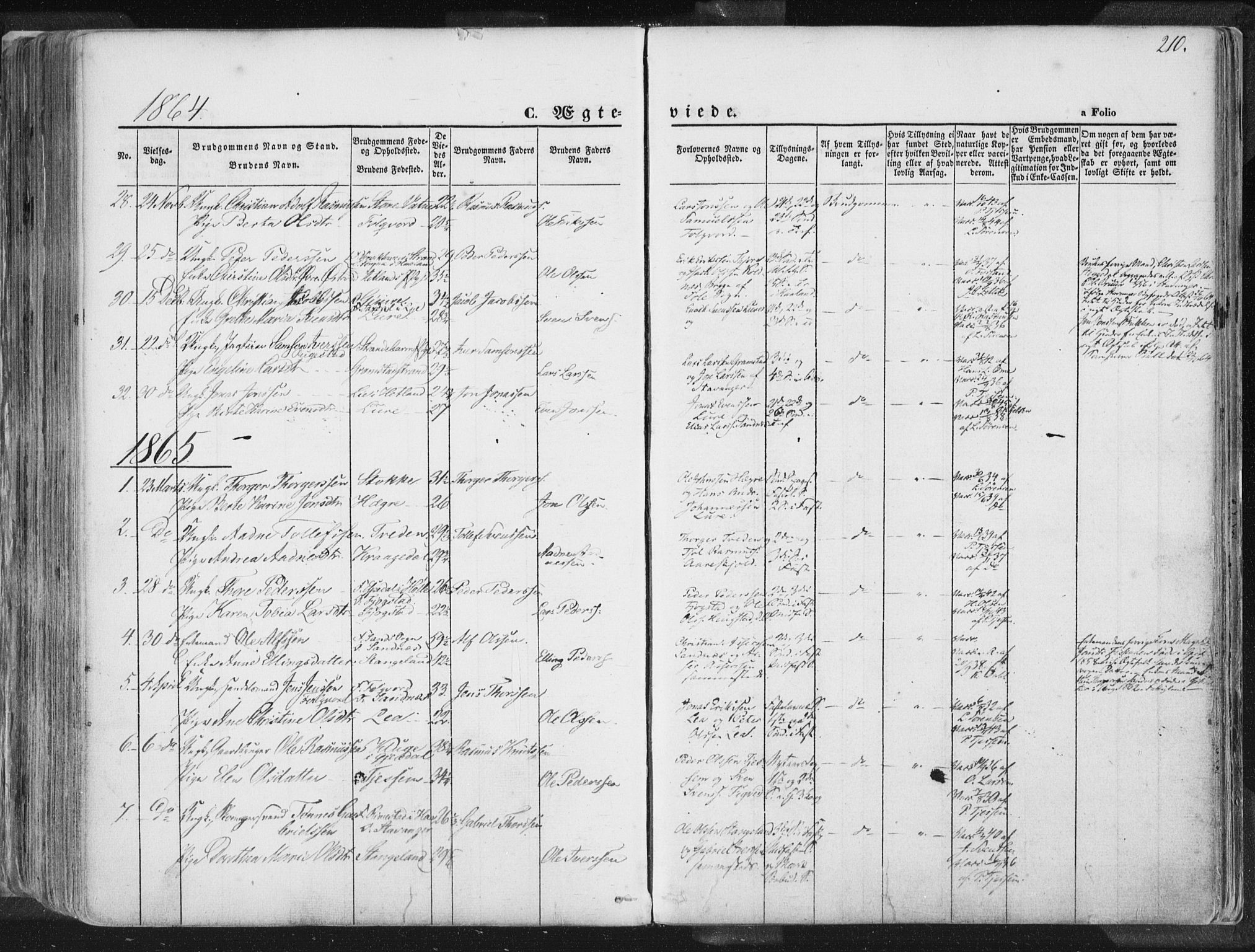 Høyland sokneprestkontor, SAST/A-101799/001/30BA/L0010: Parish register (official) no. A 9.1, 1857-1877, p. 210