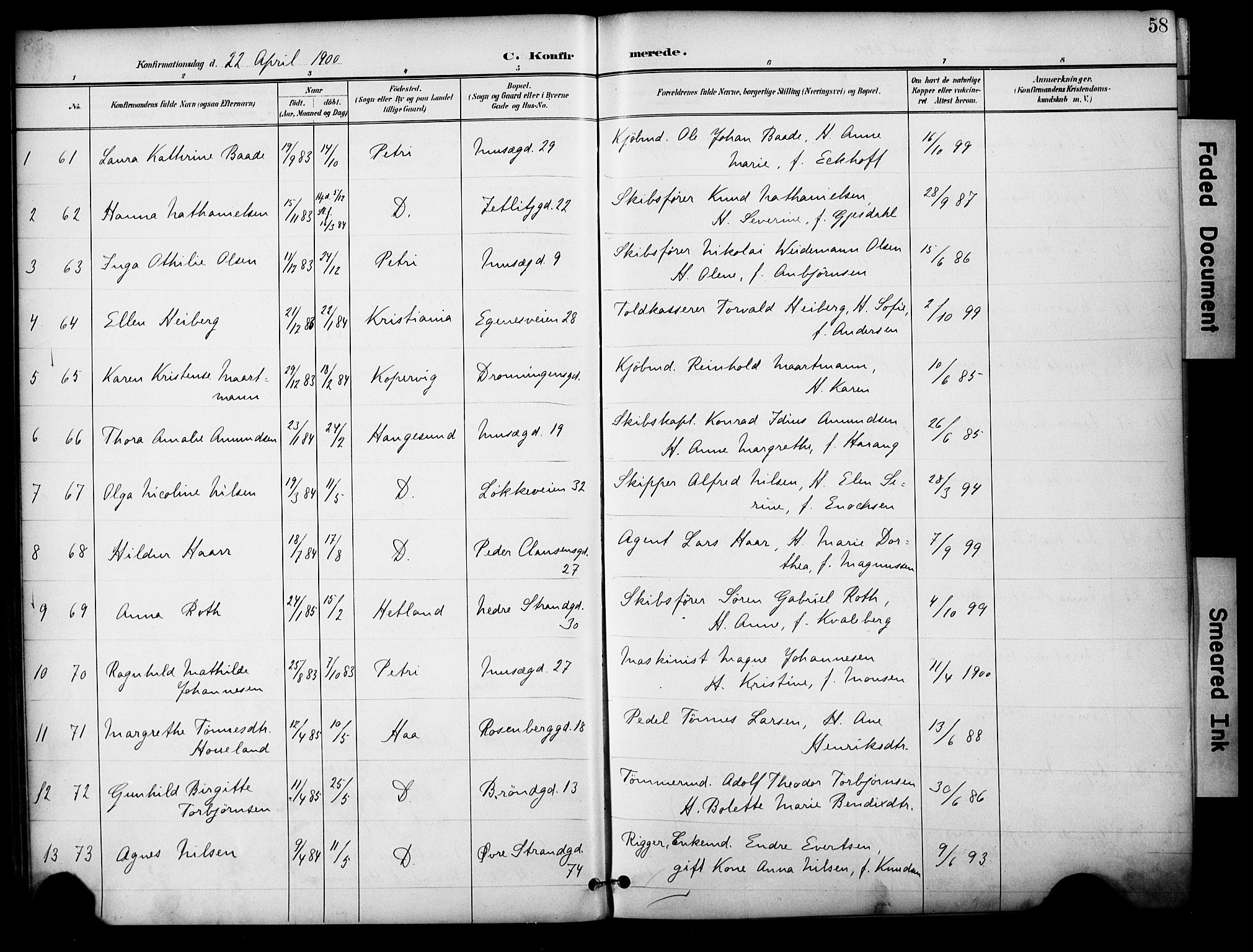 Domkirken sokneprestkontor, AV/SAST-A-101812/001/30/30BA/L0031: Parish register (official) no. A 30, 1896-1916, p. 58