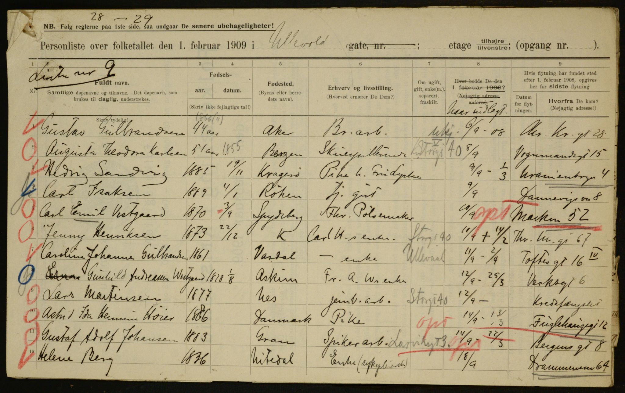 OBA, Municipal Census 1909 for Kristiania, 1909, p. 108557