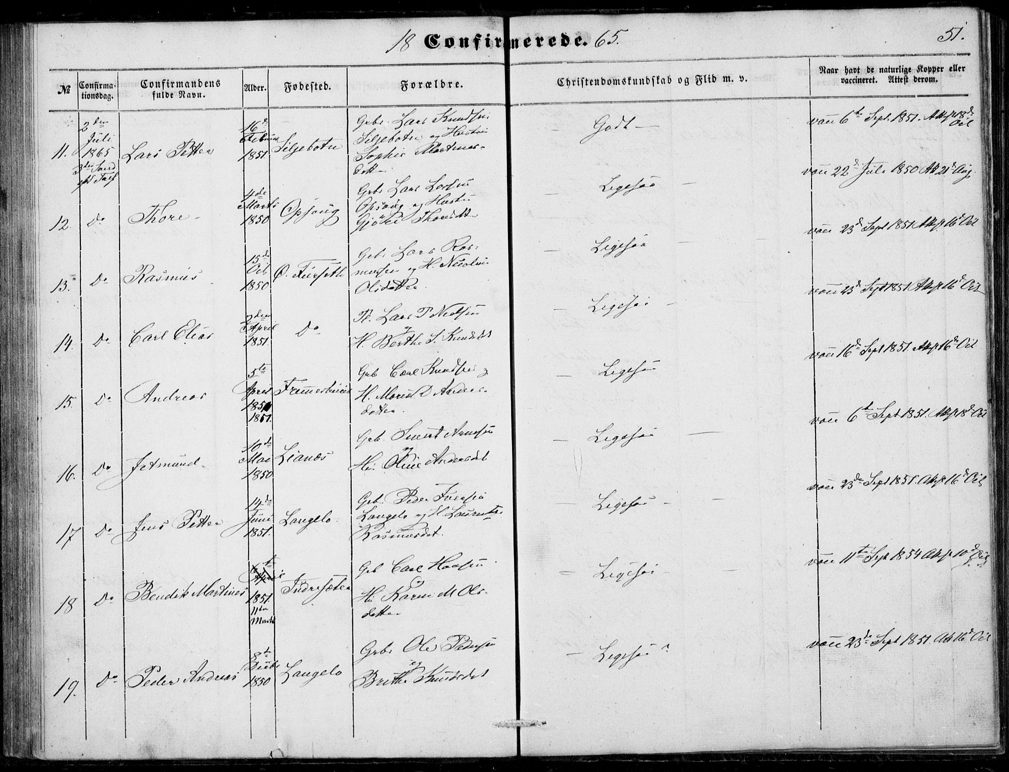 Ministerialprotokoller, klokkerbøker og fødselsregistre - Møre og Romsdal, AV/SAT-A-1454/520/L0281: Parish register (official) no. 520A10, 1851-1881, p. 51