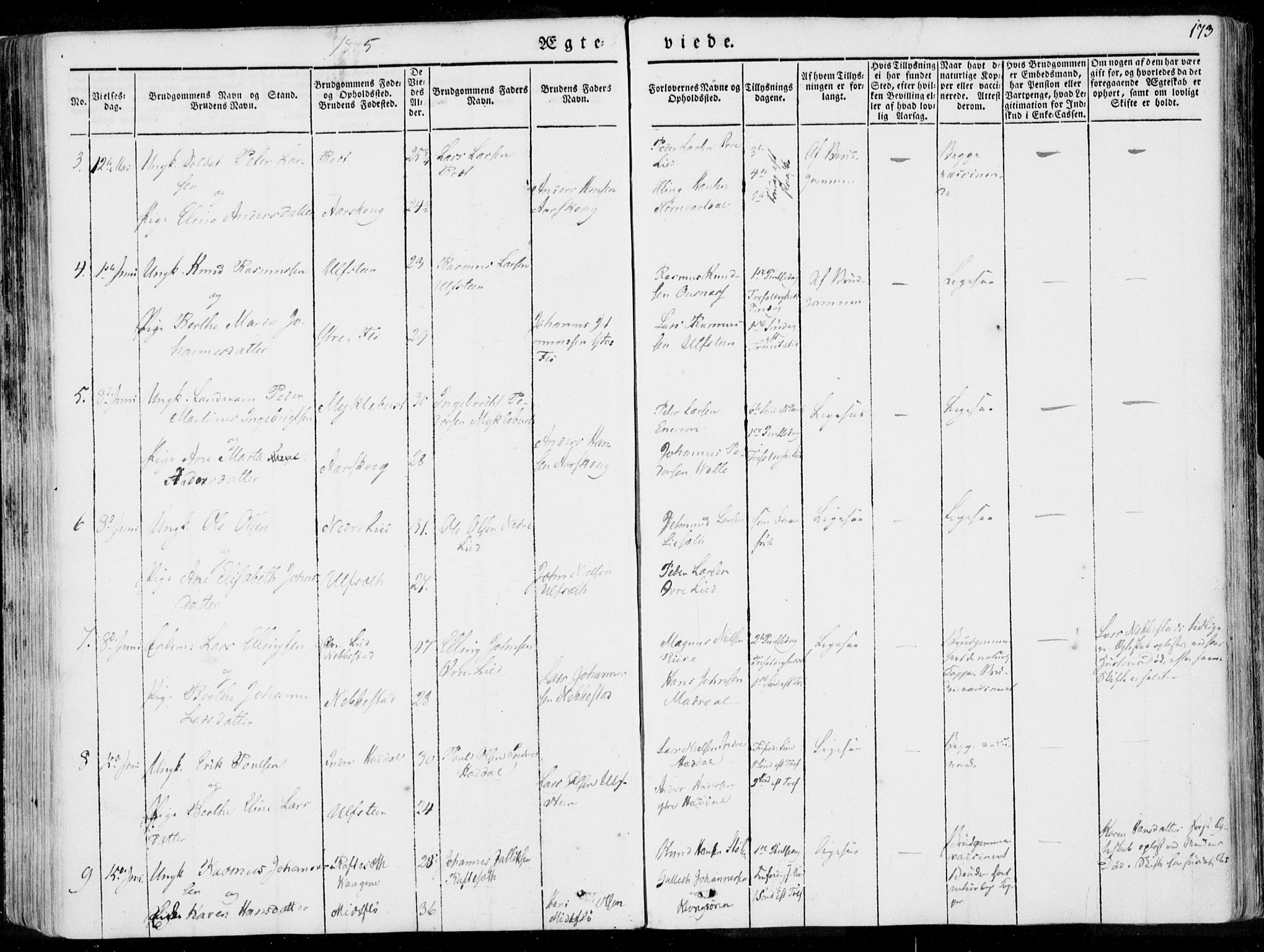 Ministerialprotokoller, klokkerbøker og fødselsregistre - Møre og Romsdal, AV/SAT-A-1454/509/L0104: Parish register (official) no. 509A02, 1833-1847, p. 173