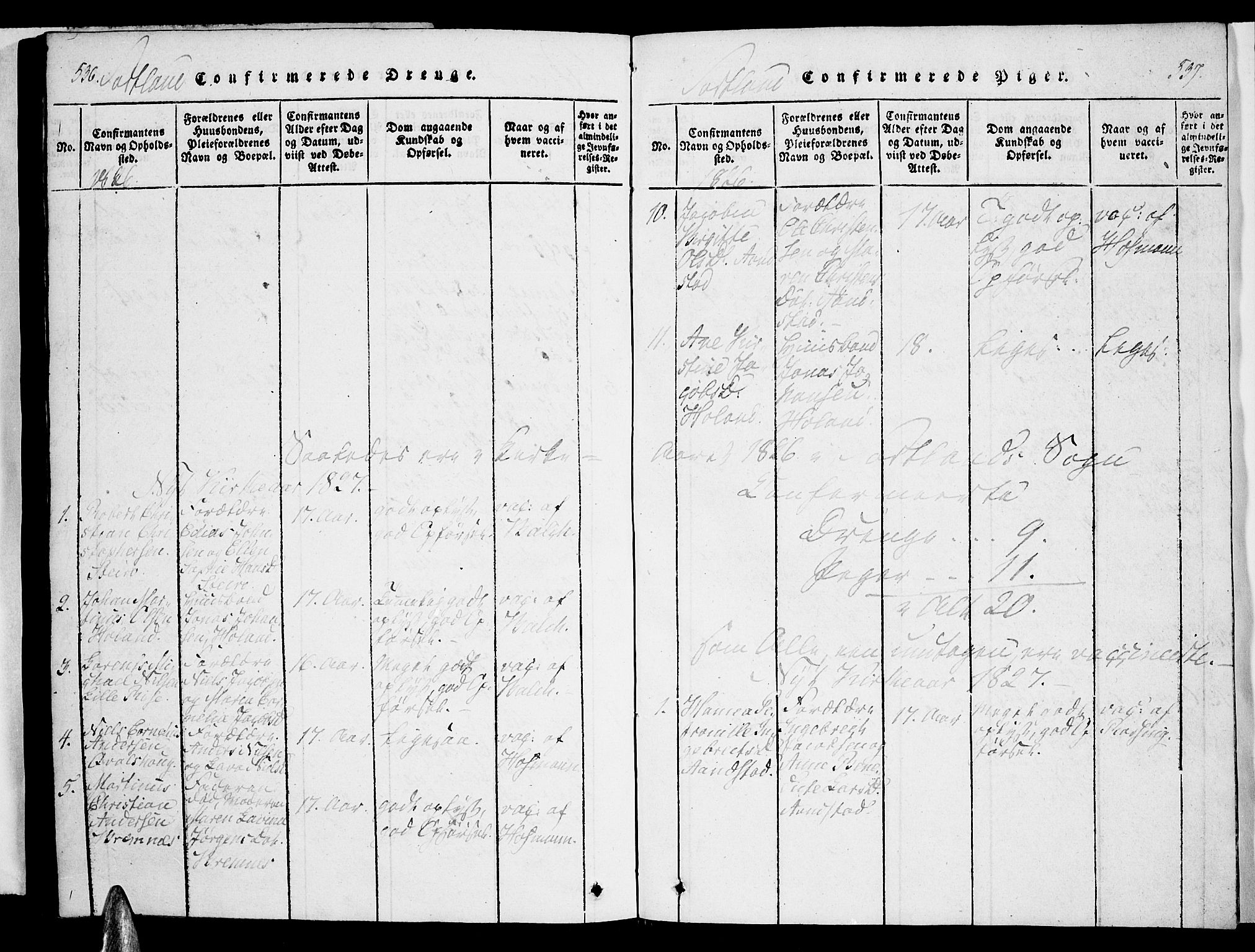 Ministerialprotokoller, klokkerbøker og fødselsregistre - Nordland, AV/SAT-A-1459/888/L1237: Parish register (official) no. 888A05 /2, 1820-1836, p. 536-537