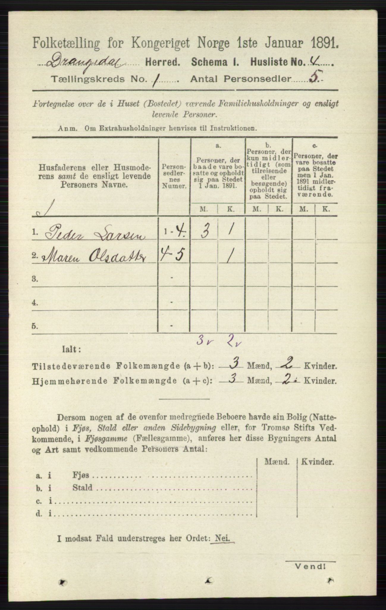 RA, 1891 census for 0817 Drangedal, 1891, p. 35