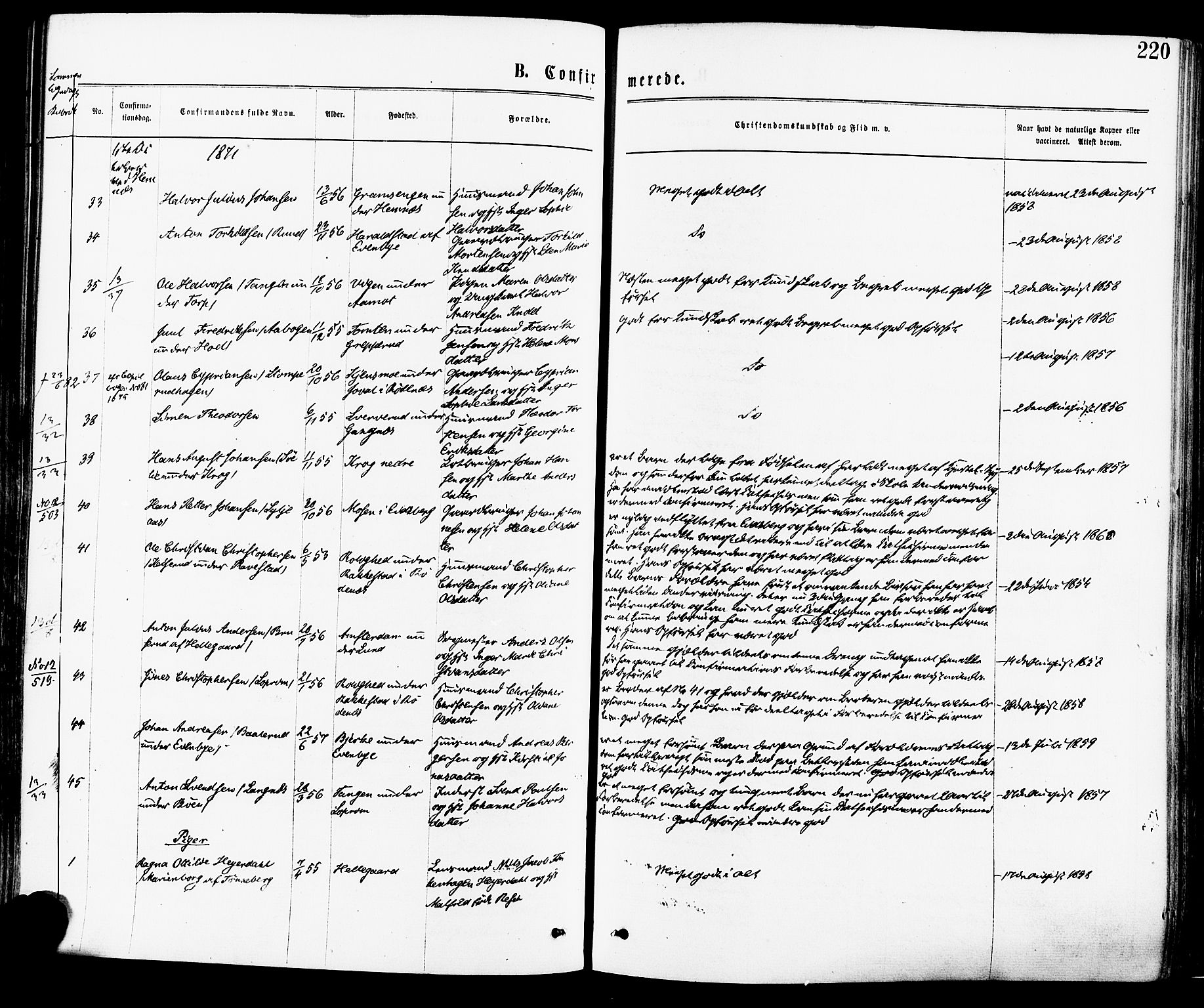 Høland prestekontor Kirkebøker, AV/SAO-A-10346a/F/Fa/L0012.a: Parish register (official) no. I 12A, 1869-1879, p. 220