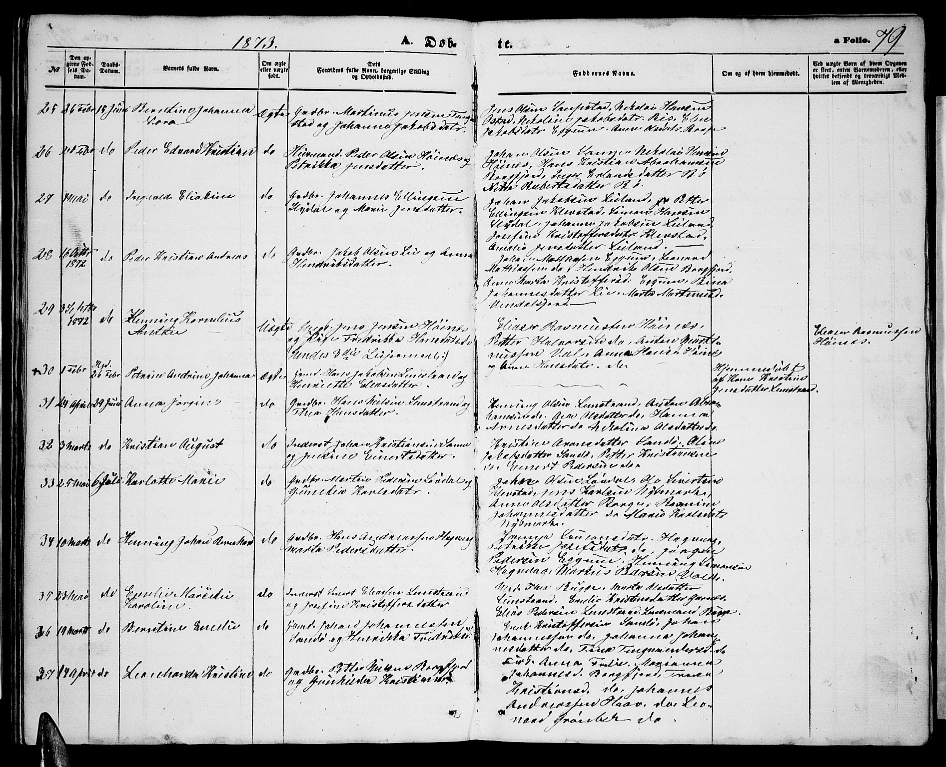 Ministerialprotokoller, klokkerbøker og fødselsregistre - Nordland, AV/SAT-A-1459/880/L1140: Parish register (copy) no. 880C02, 1861-1875, p. 79