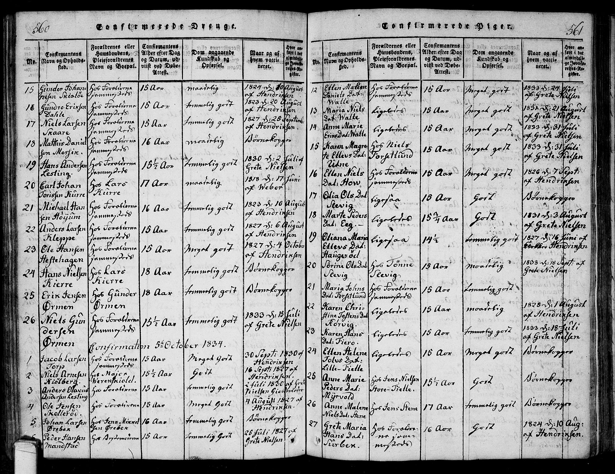 Onsøy prestekontor Kirkebøker, SAO/A-10914/F/Fa/L0002: Parish register (official) no. I 2, 1814-1840, p. 560-561