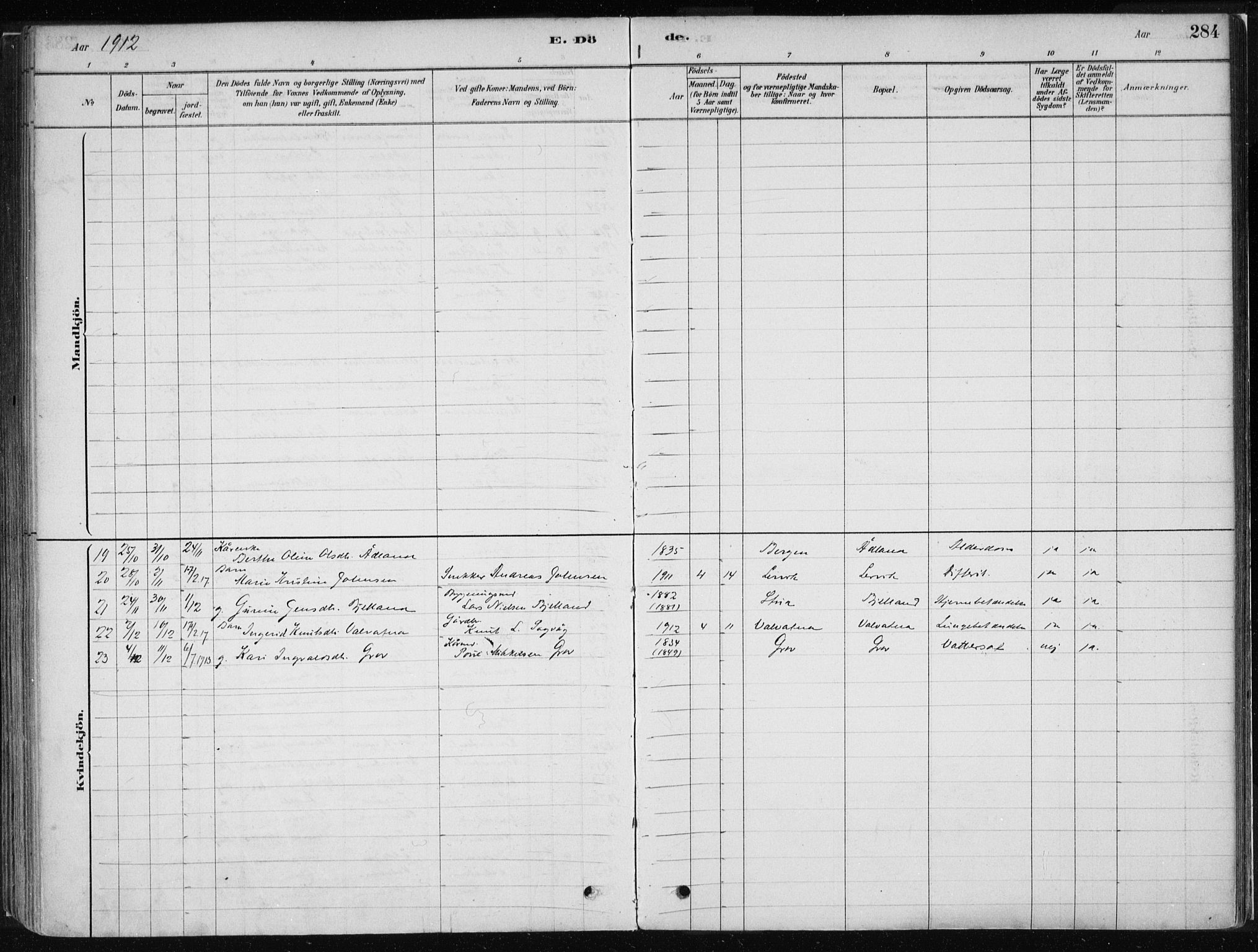 Stord sokneprestembete, AV/SAB-A-78201/H/Haa: Parish register (official) no. B 2, 1878-1913, p. 284