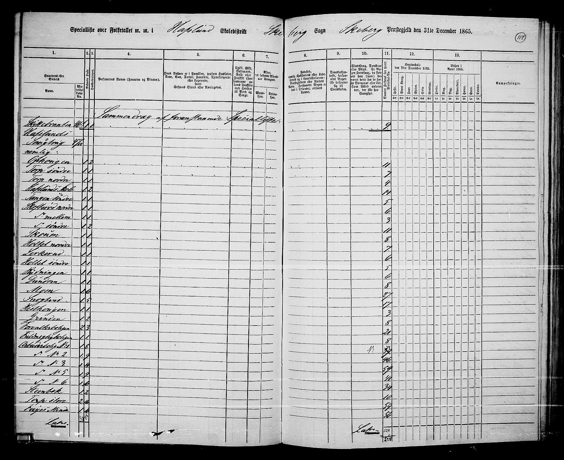 RA, 1865 census for Skjeberg, 1865, p. 111