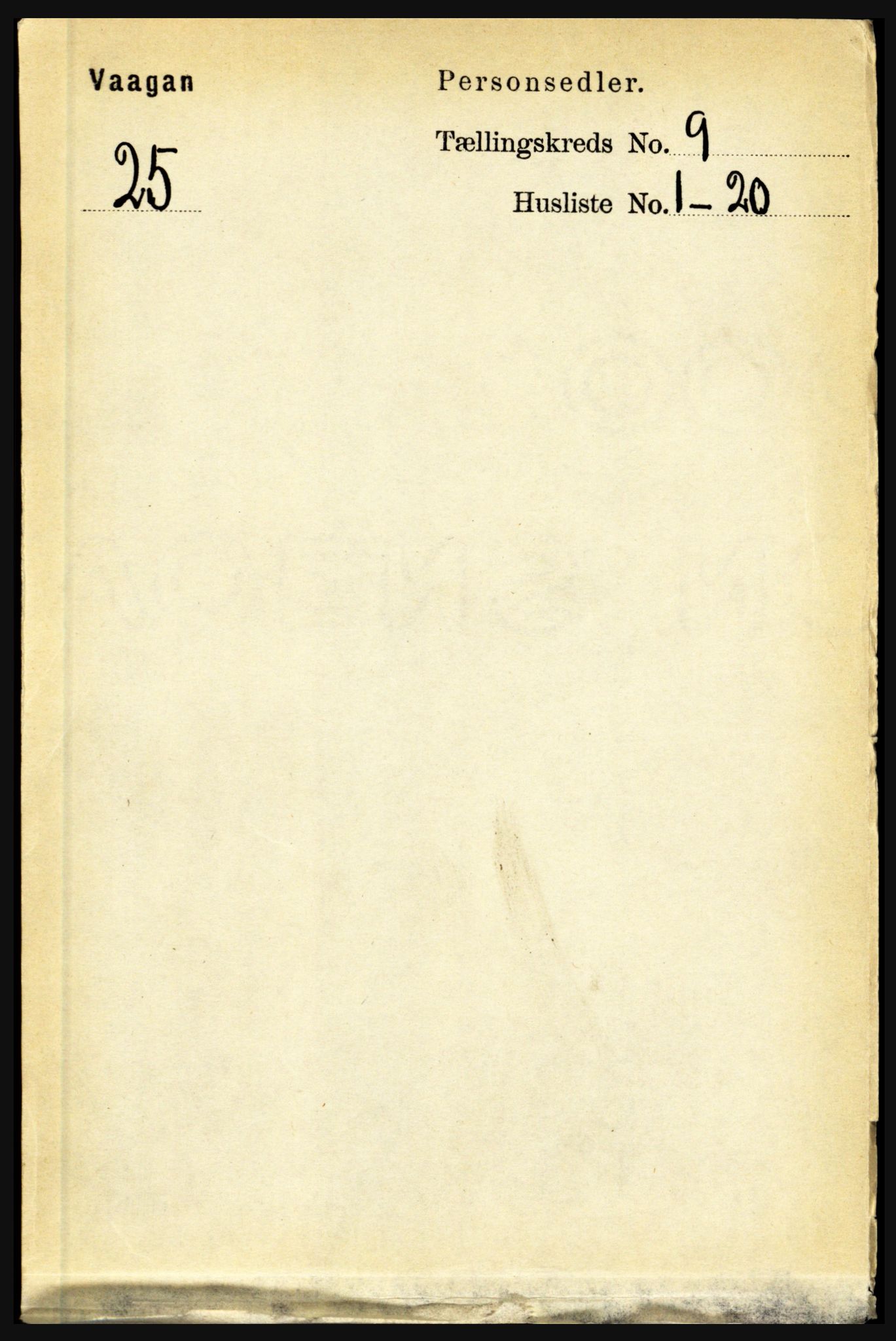 RA, 1891 census for 1865 Vågan, 1891, p. 2261