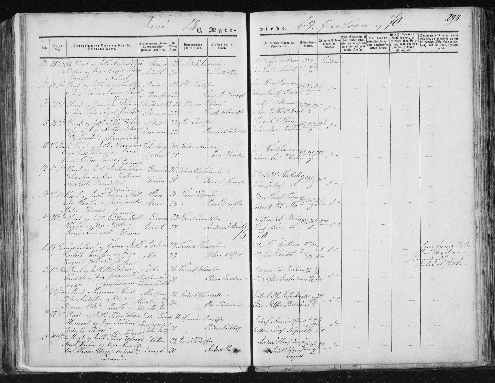 Ministerialprotokoller, klokkerbøker og fødselsregistre - Nordland, SAT/A-1459/813/L0198: Parish register (official) no. 813A08, 1834-1874, p. 298