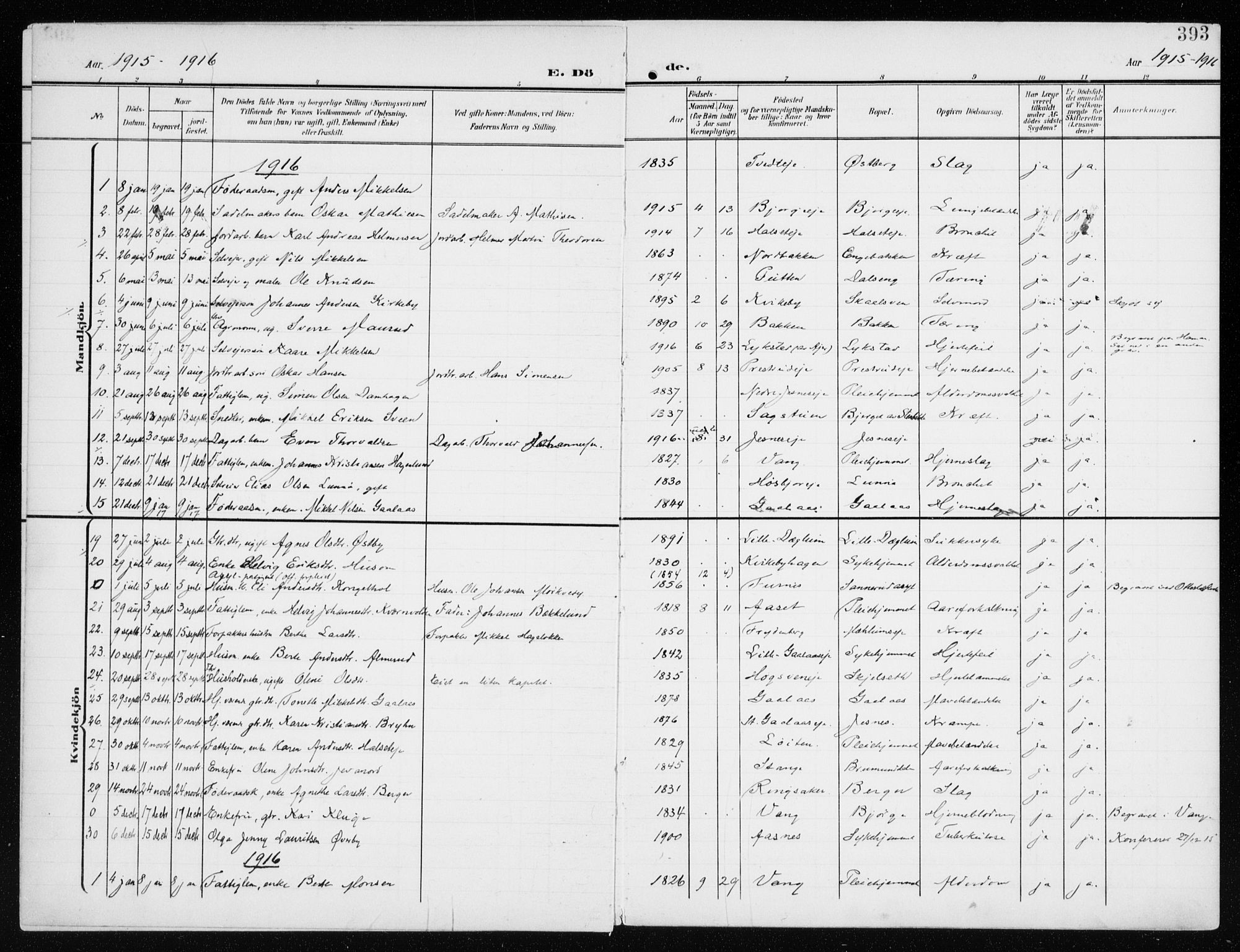 Furnes prestekontor, SAH/PREST-012/K/Ka/L0001: Parish register (official) no. 1, 1907-1935, p. 393