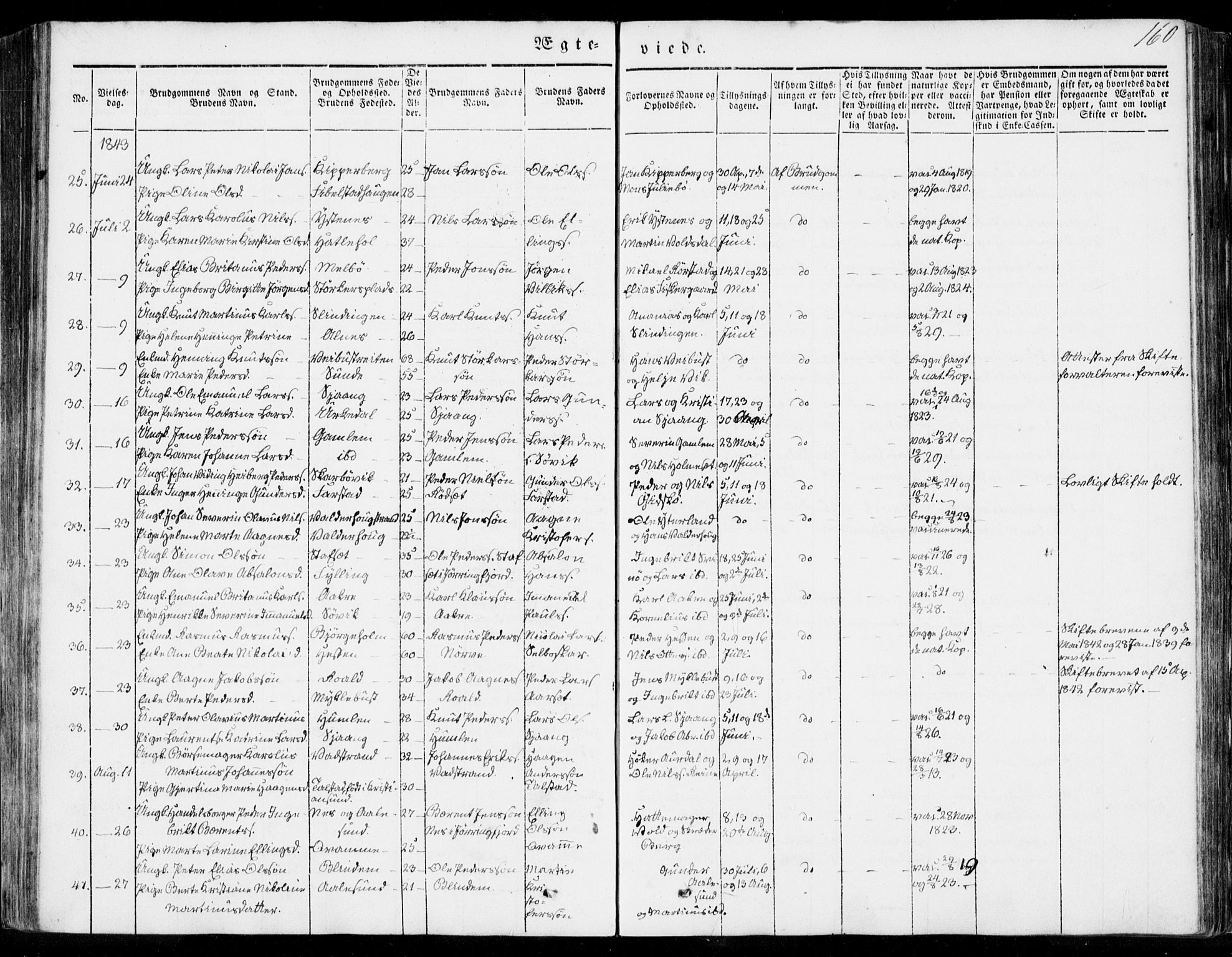 Ministerialprotokoller, klokkerbøker og fødselsregistre - Møre og Romsdal, AV/SAT-A-1454/528/L0396: Parish register (official) no. 528A07, 1839-1847, p. 160