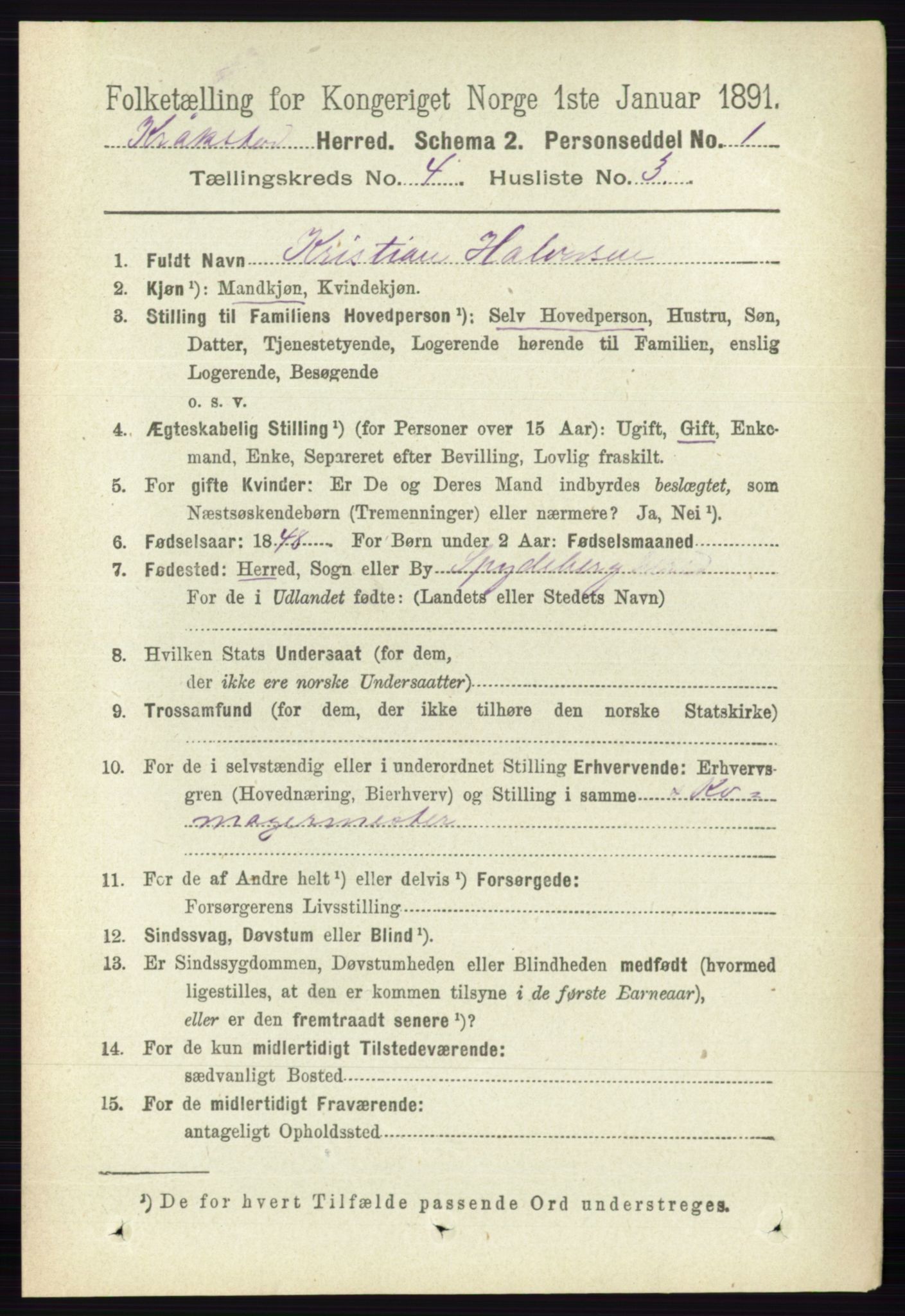 RA, 1891 census for 0212 Kråkstad, 1891, p. 1740