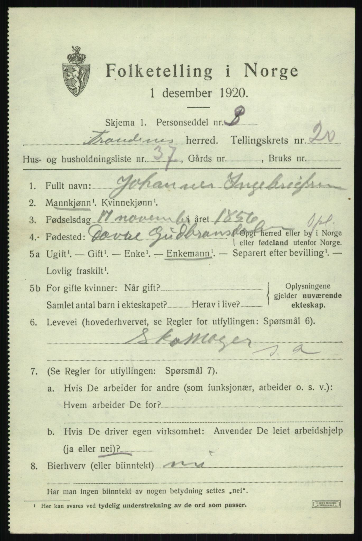 SATØ, 1920 census for Trondenes, 1920, p. 16018