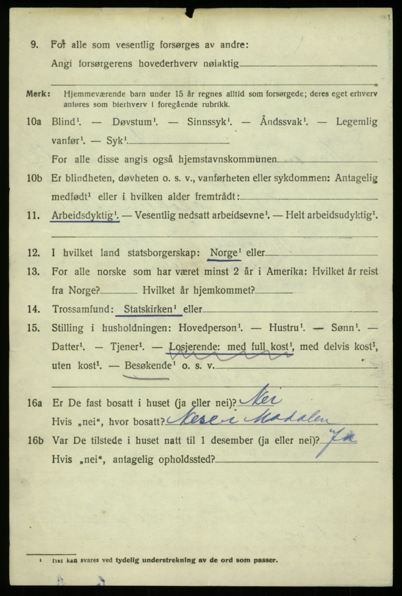 SAB, 1920 census for Hosanger, 1920, p. 5098