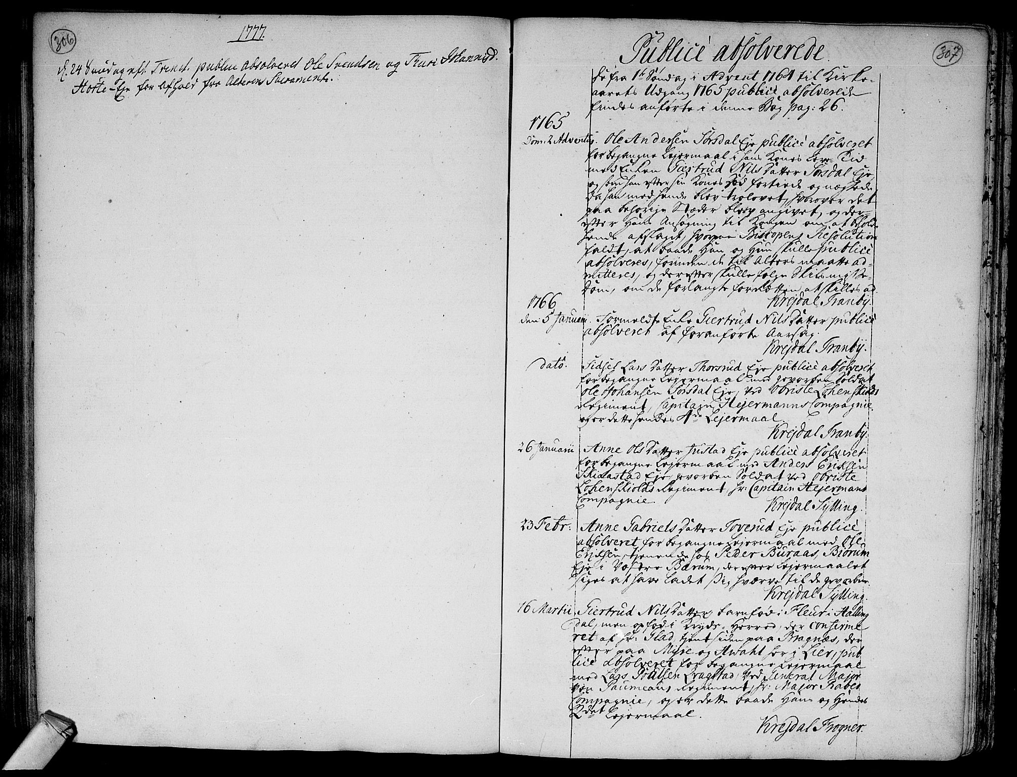 Lier kirkebøker, SAKO/A-230/F/Fa/L0005: Parish register (official) no. I 5, 1764-1777, p. 306-307