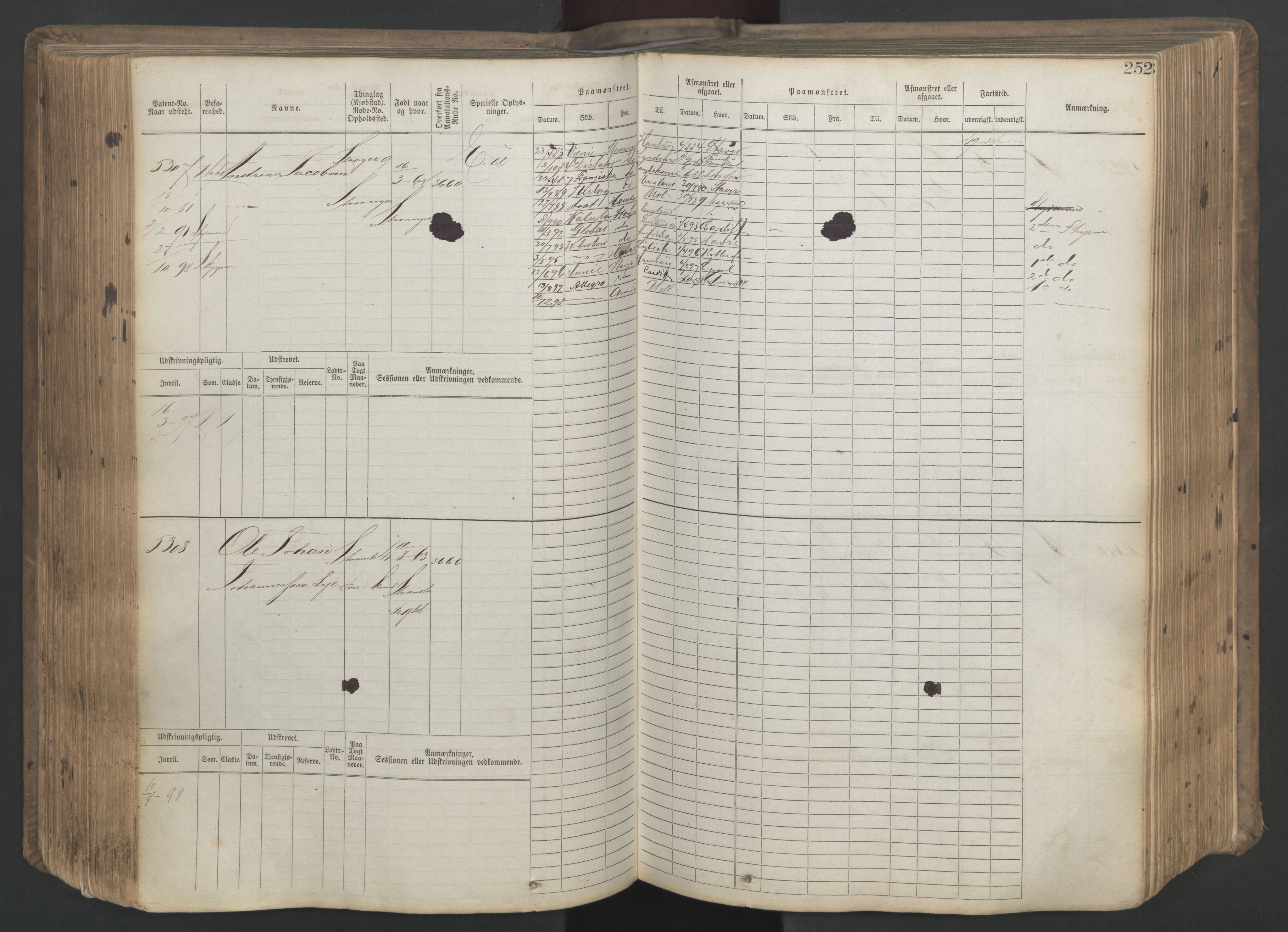 Stavanger sjømannskontor, AV/SAST-A-102006/F/Fb/Fbb/L0020: Sjøfartshovedrulle patnentnr. 4803-6004 (dublett), 1879, p. 257