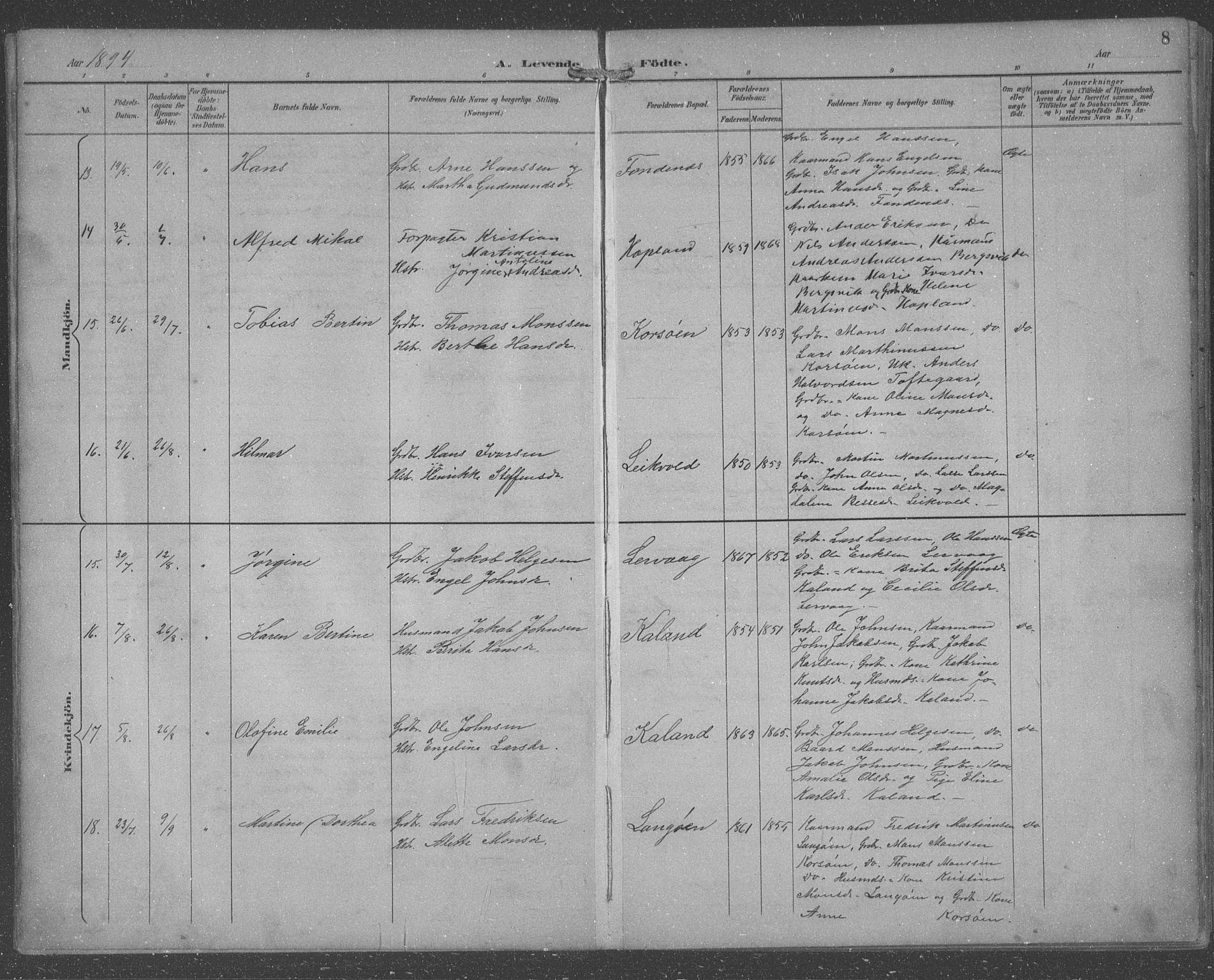 Lindås Sokneprestembete, SAB/A-76701/H/Hab: Parish register (copy) no. C 4, 1894-1910, p. 8