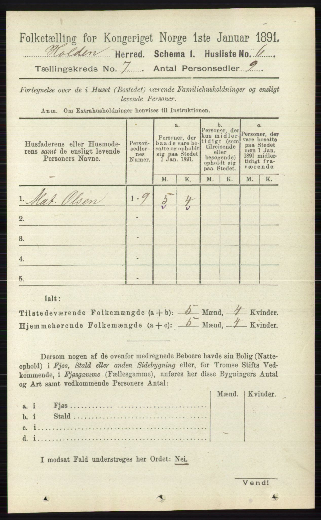 RA, 1891 census for 0819 Holla, 1891, p. 3225