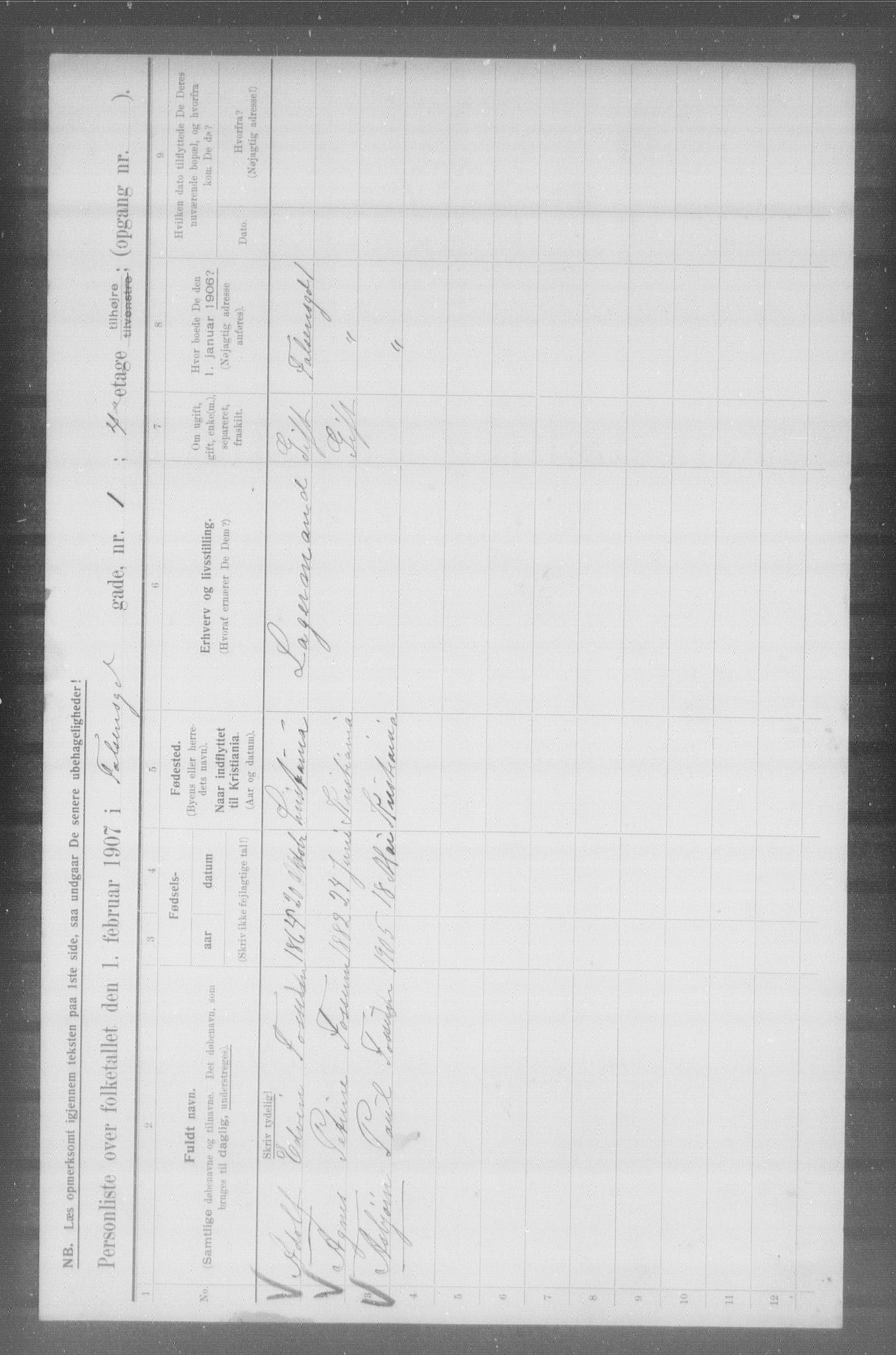 OBA, Municipal Census 1907 for Kristiania, 1907, p. 11769