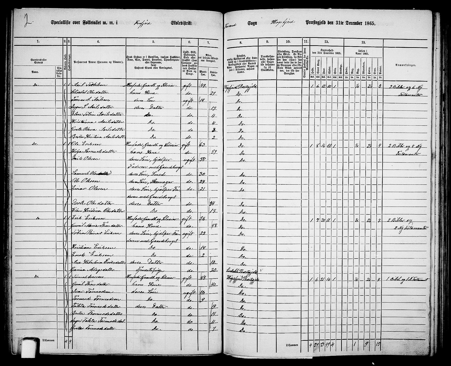 RA, 1865 census for Høgsfjord, 1865, p. 70