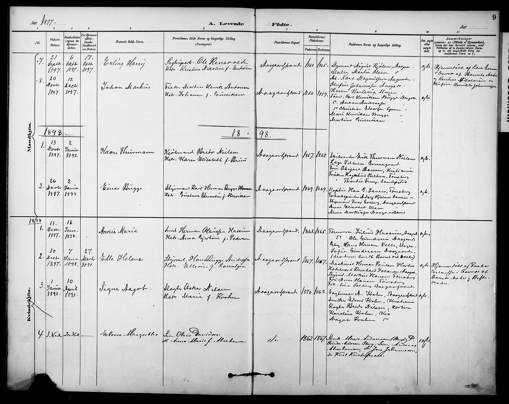 Borre kirkebøker, SAKO/A-338/F/Fb/L0002: Parish register (official) no. II 2, 1893-1905, p. 9
