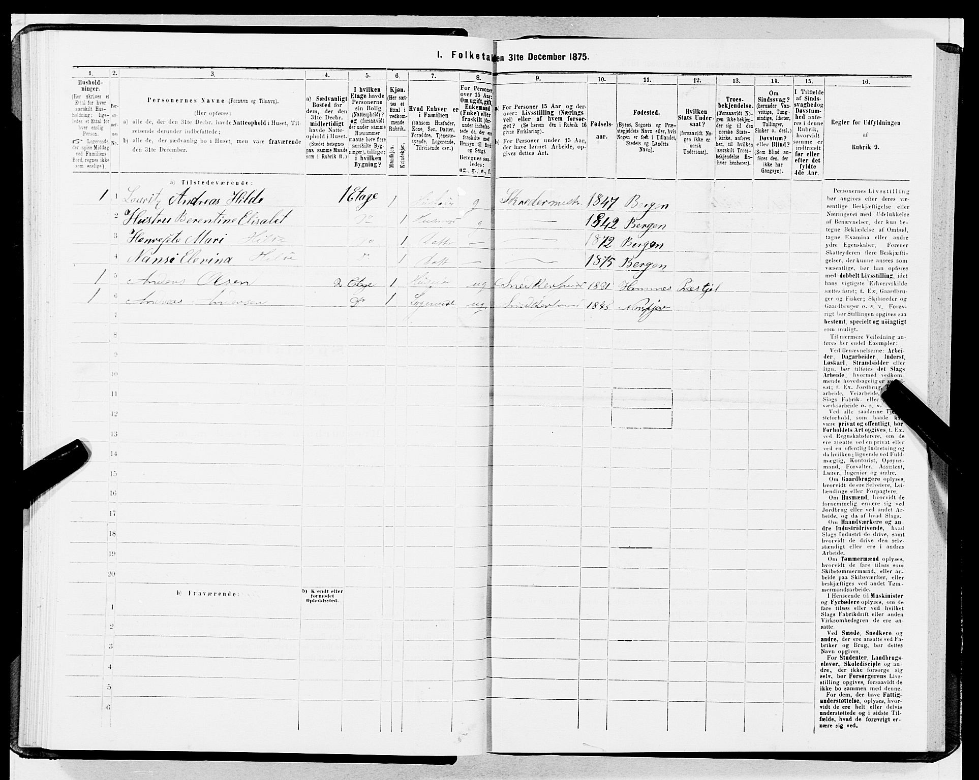 SAB, 1875 census for 1301 Bergen, 1875, p. 1630