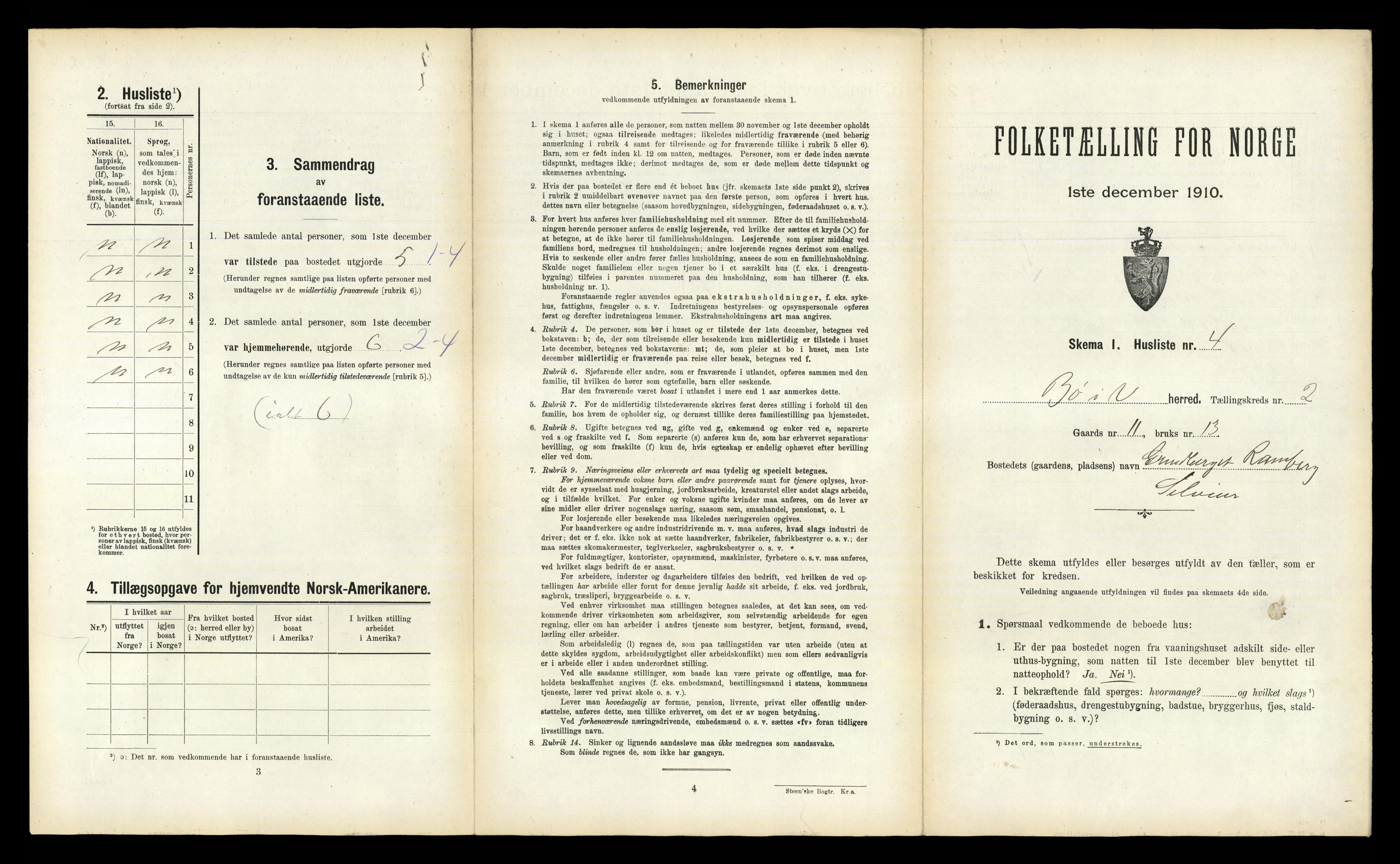 RA, 1910 census for Bø, 1910, p. 181