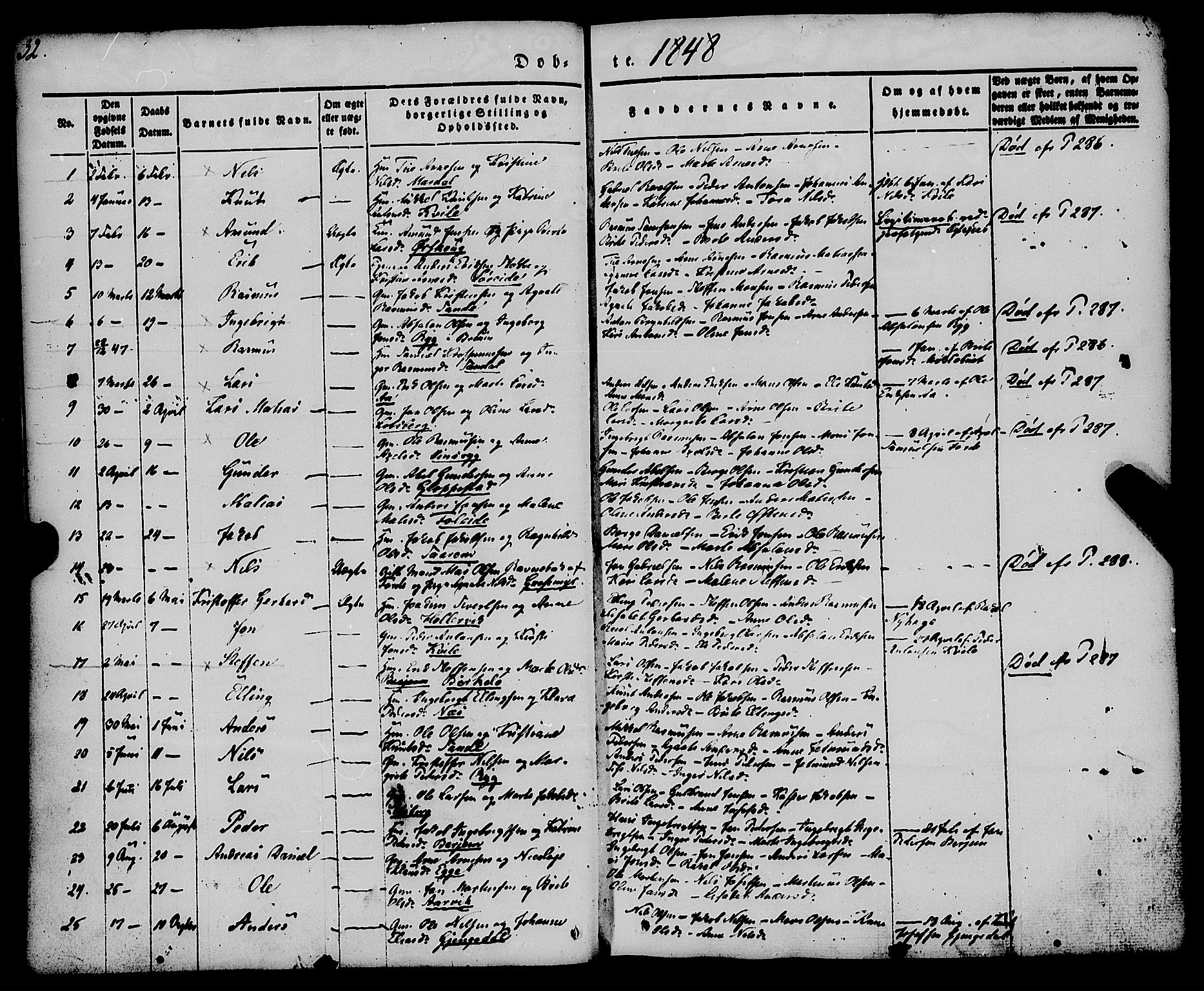 Gloppen sokneprestembete, SAB/A-80101/H/Haa/Haaa/L0008: Parish register (official) no. A 8, 1837-1855, p. 32