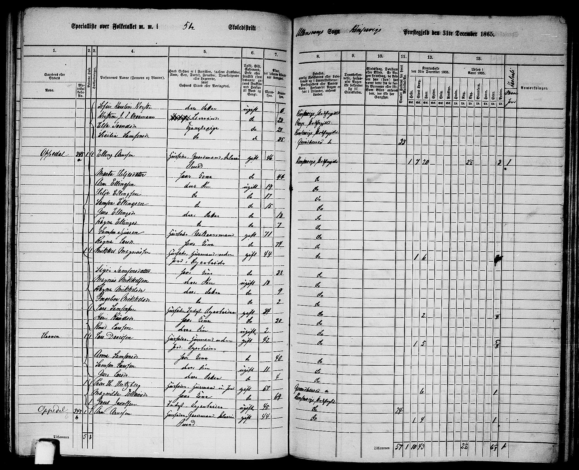 RA, 1865 census for Kinsarvik, 1865, p. 162