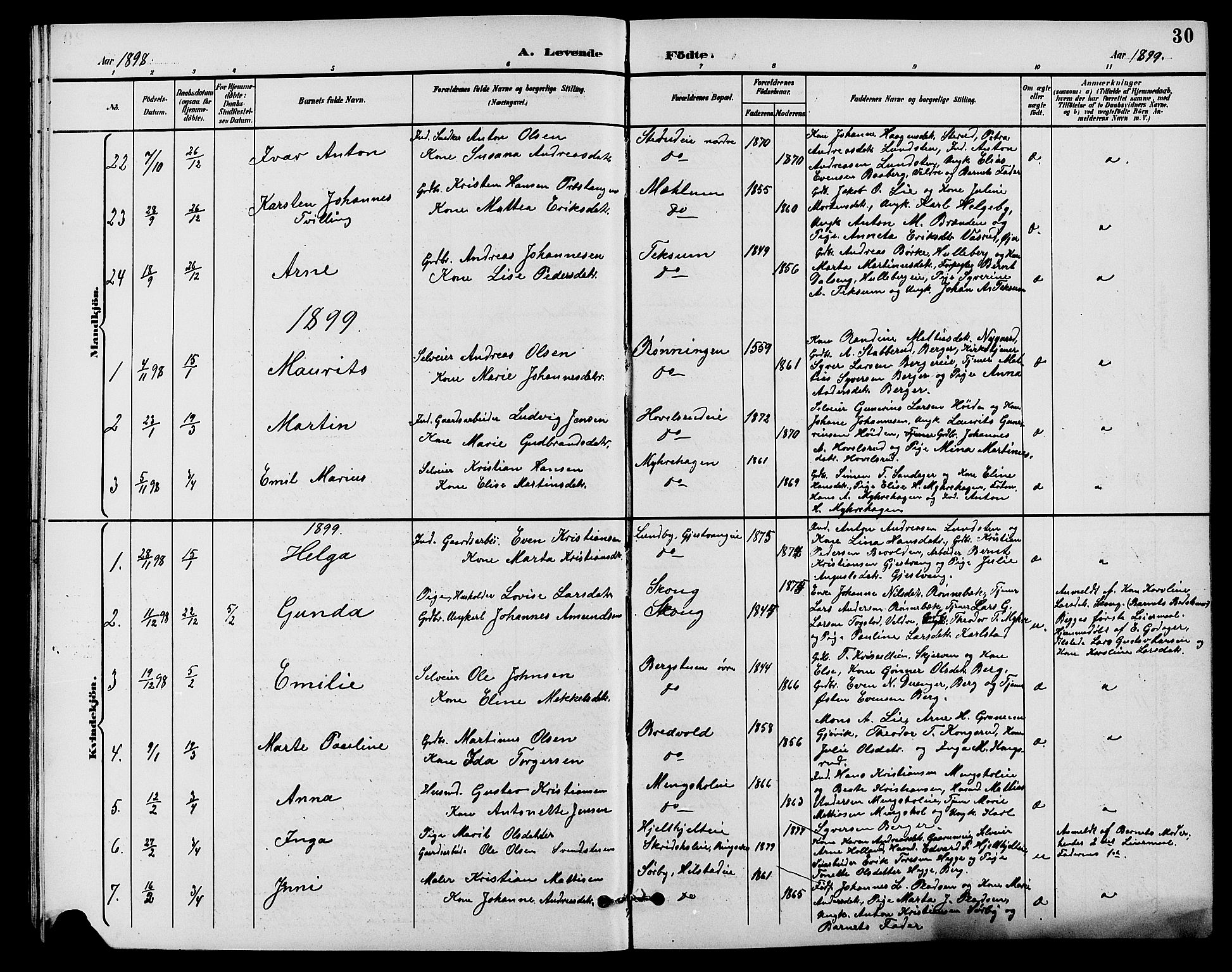 Nes prestekontor, Hedmark, AV/SAH-PREST-020/L/La/L0007: Parish register (copy) no. 7, 1892-1912, p. 30