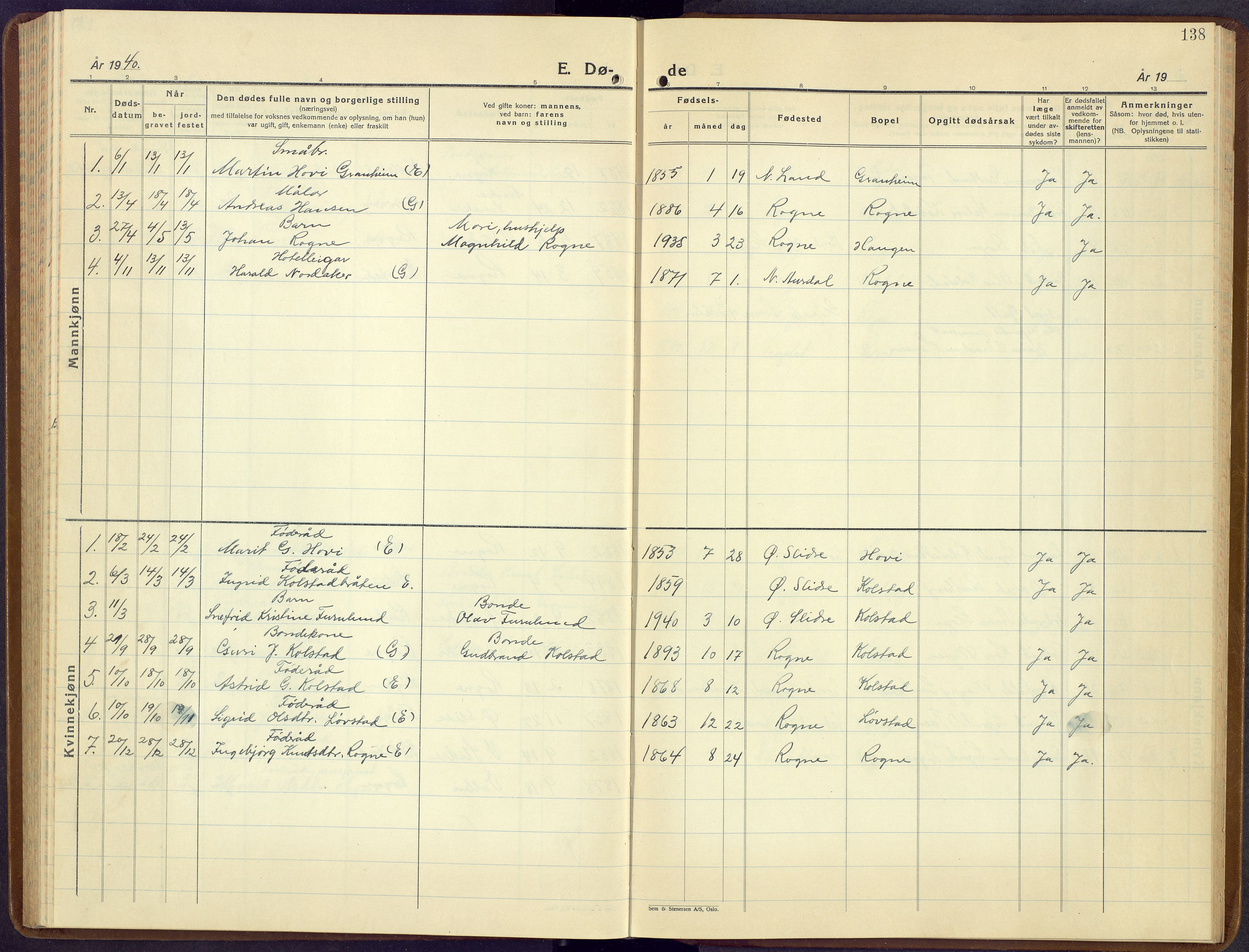 Øystre Slidre prestekontor, AV/SAH-PREST-138/H/Ha/Hab/L0011: Parish register (copy) no. 11, 1937-1966, p. 138