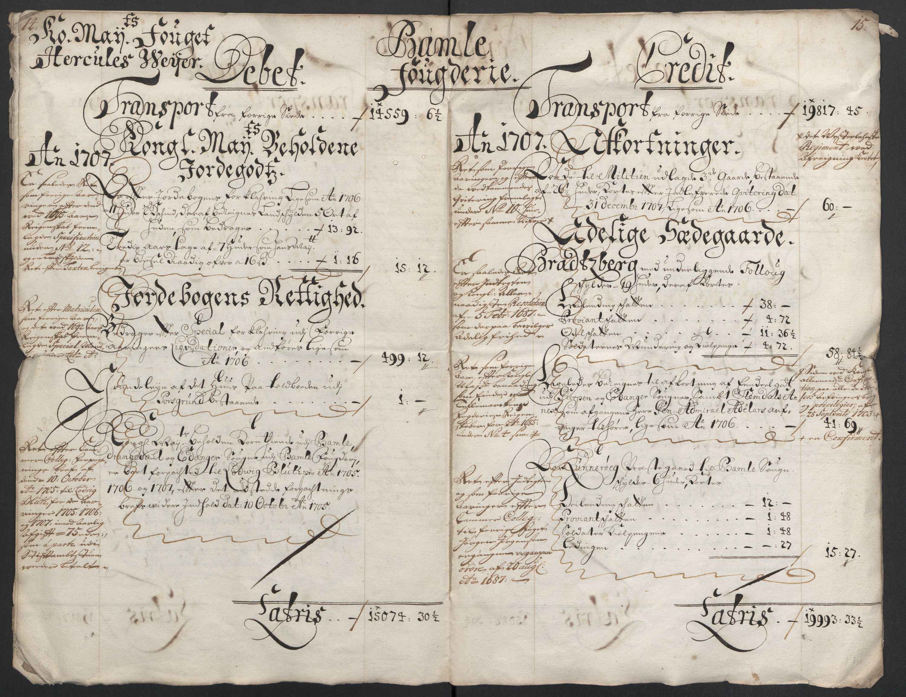 Rentekammeret inntil 1814, Reviderte regnskaper, Fogderegnskap, AV/RA-EA-4092/R36/L2116: Fogderegnskap Øvre og Nedre Telemark og Bamble, 1706-1707, p. 175