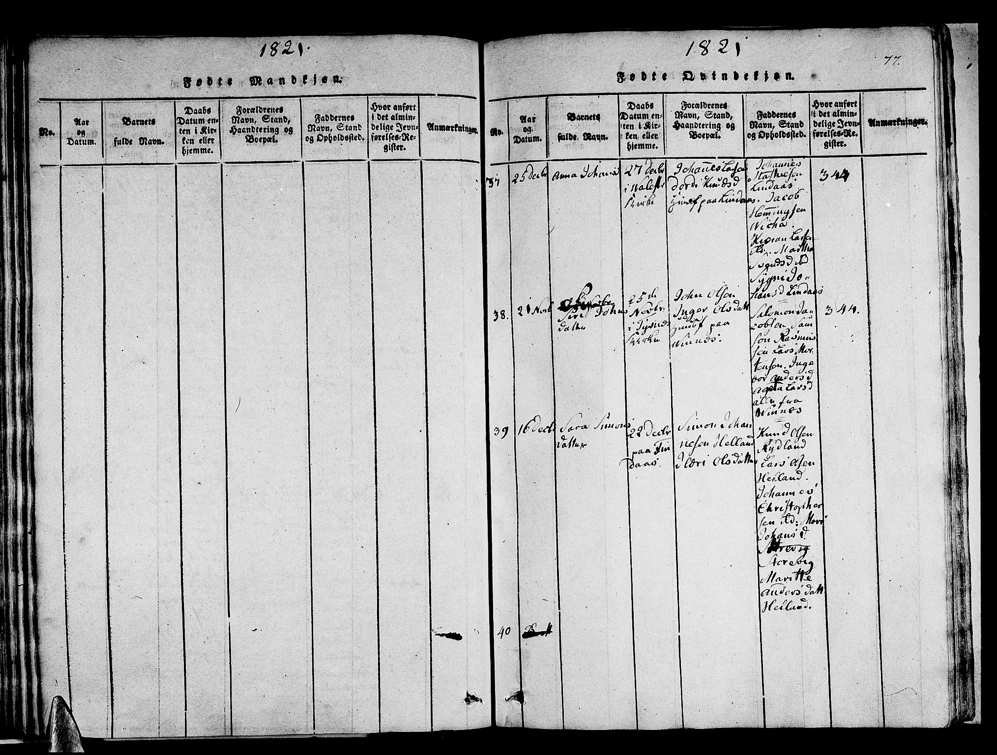 Stord sokneprestembete, AV/SAB-A-78201/H/Haa: Parish register (official) no. A 5, 1816-1825, p. 77