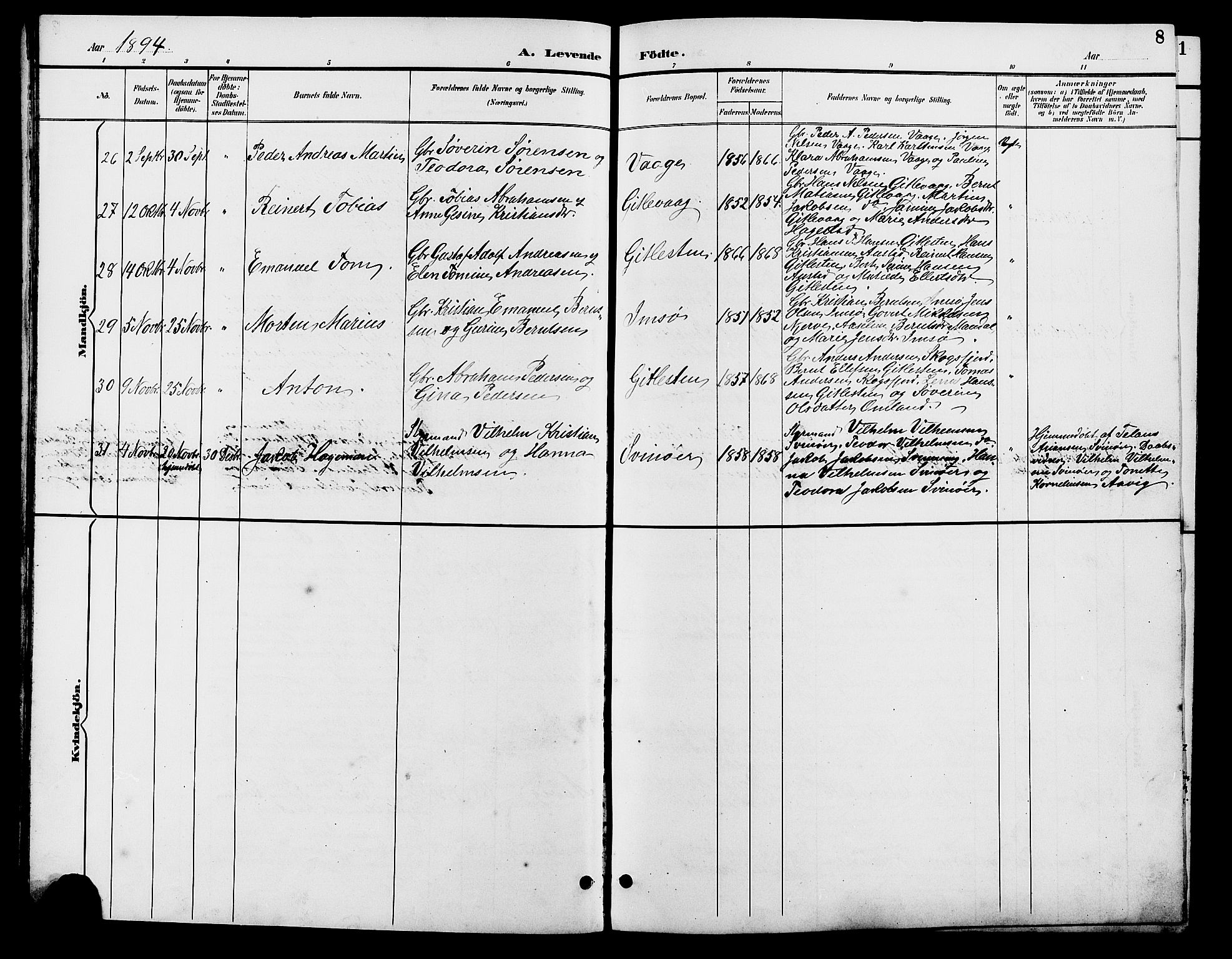 Sør-Audnedal sokneprestkontor, AV/SAK-1111-0039/F/Fb/Fba/L0004: Parish register (copy) no. B 4, 1893-1909, p. 8