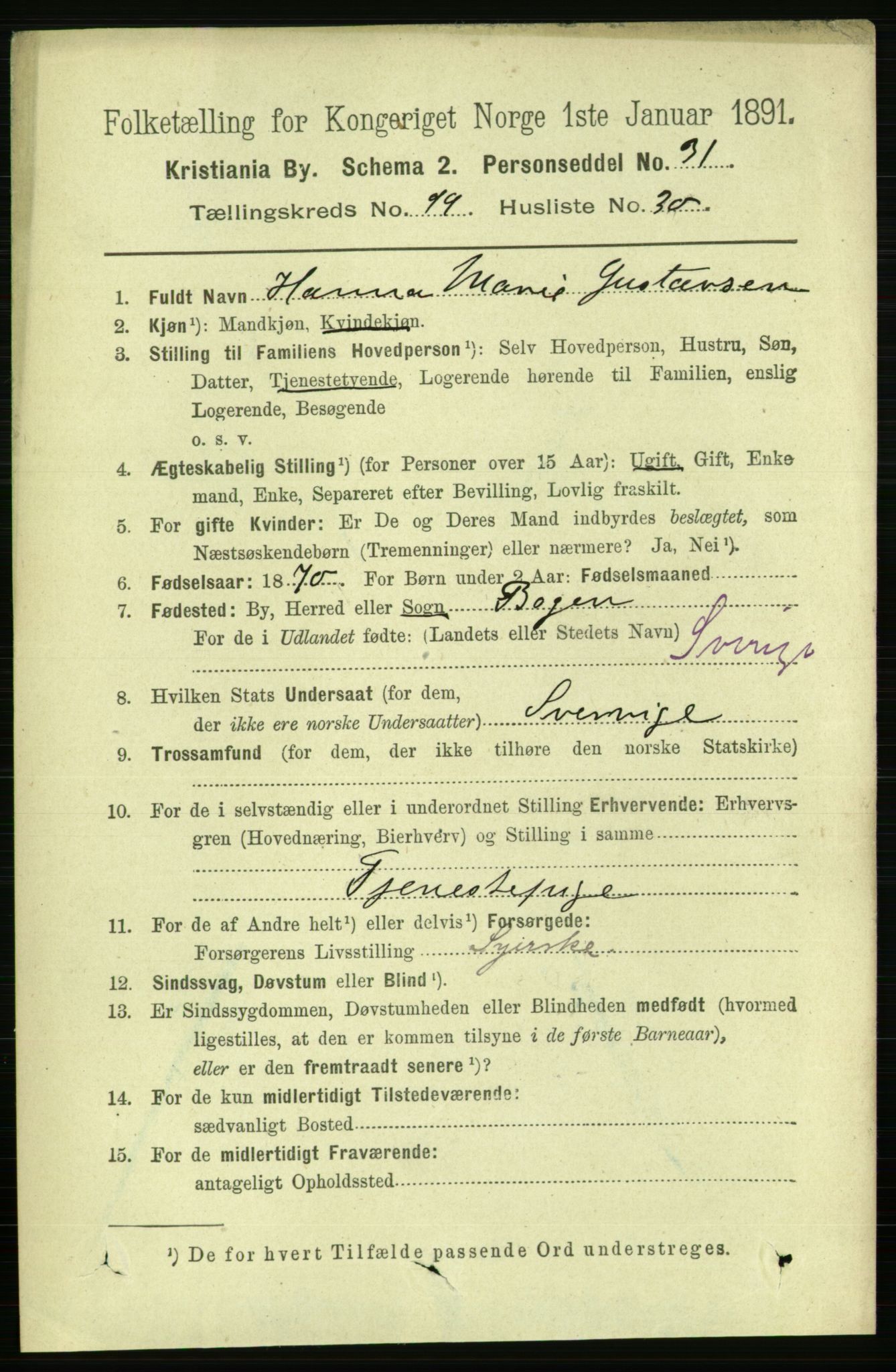 RA, 1891 census for 0301 Kristiania, 1891, p. 49125